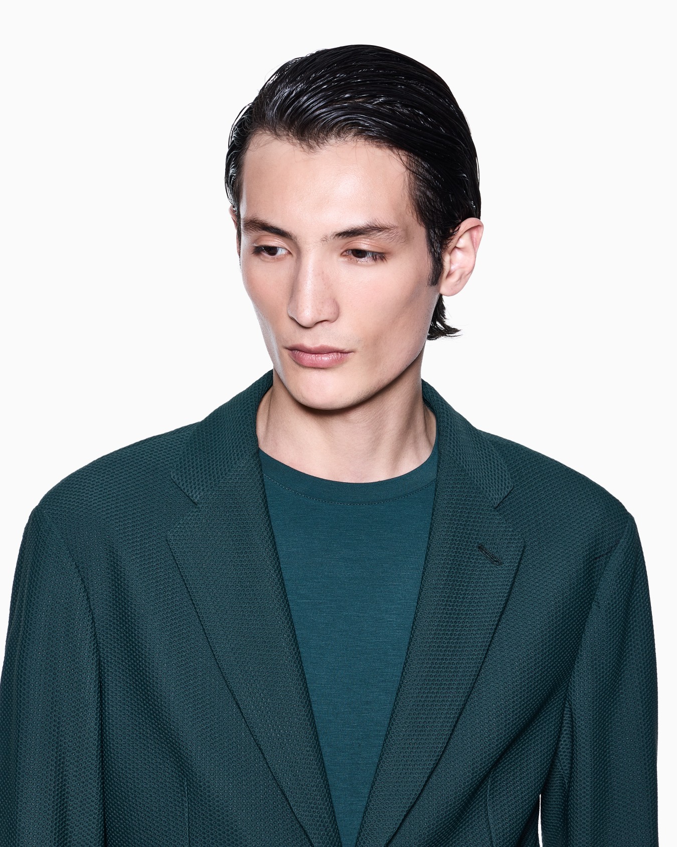 Stretch viscose jersey jumper with crew neck and long sleeves Slide 4