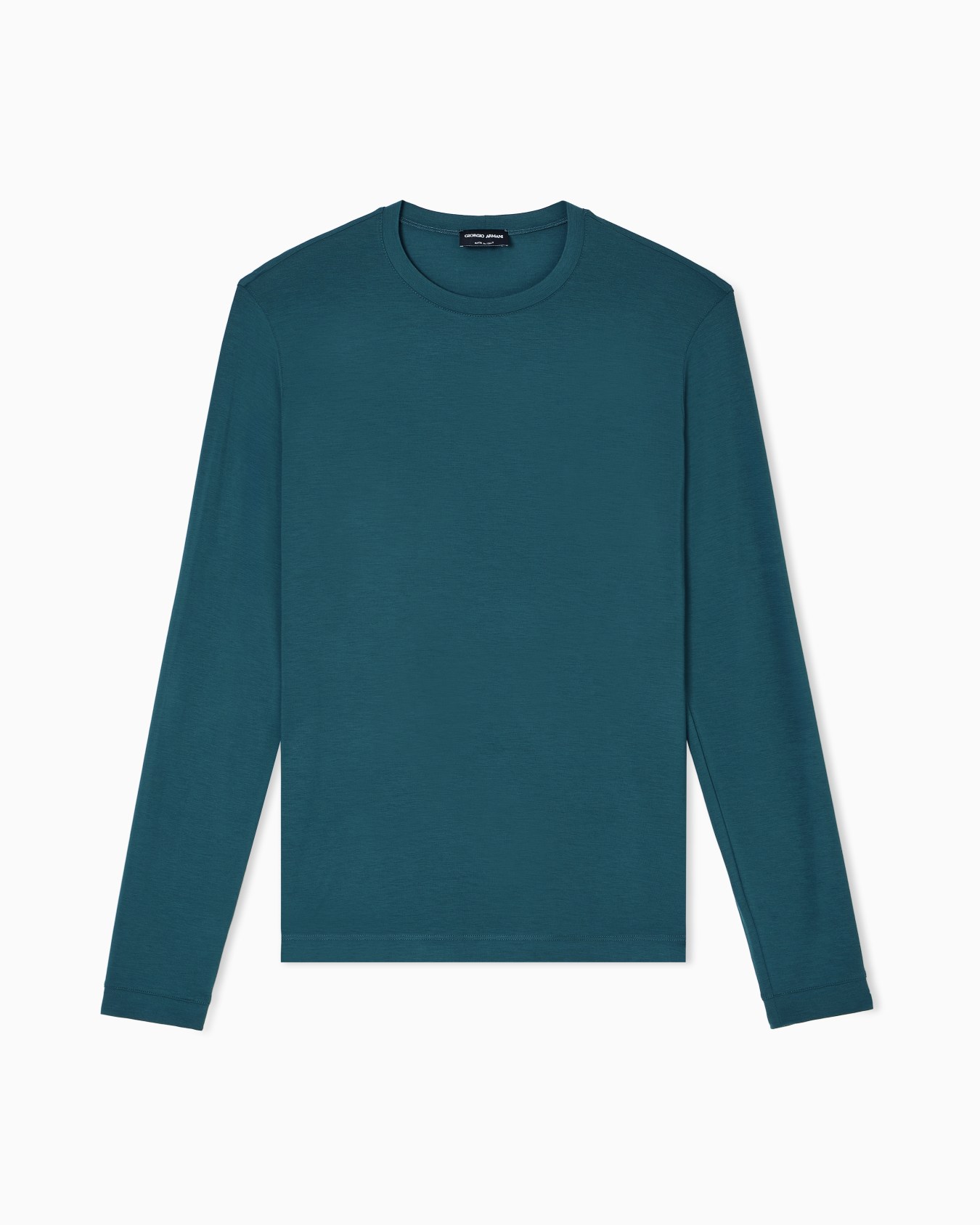 Stretch viscose jersey jumper with crew neck and long sleeves Slide 0