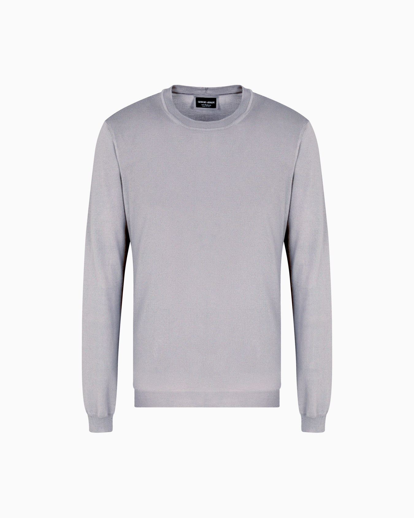 Long-sleeved, crew-neck jumper in silk and cotton Slide 0