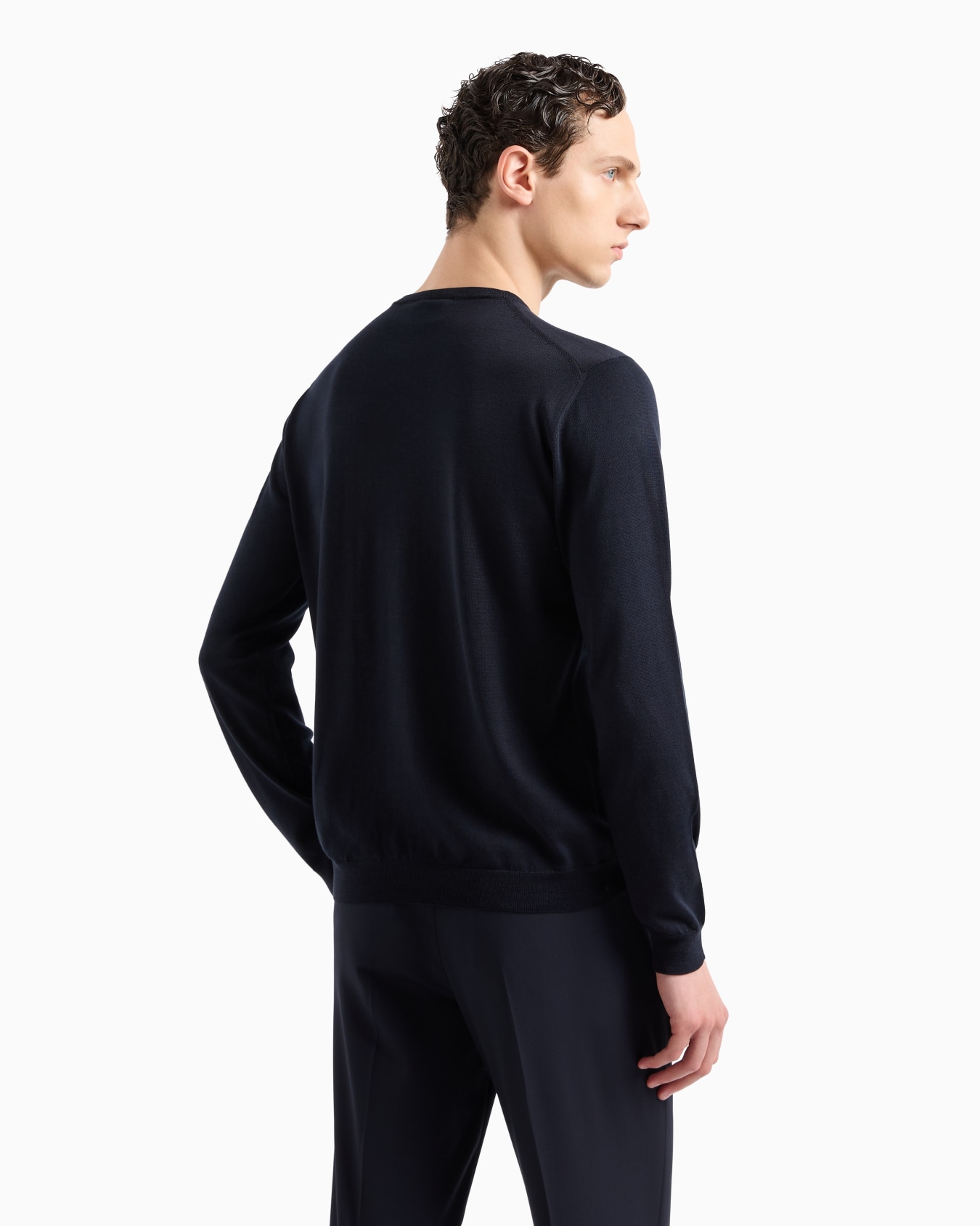 Long-sleeved, crew-neck jumper in silk and cotton Slide 2