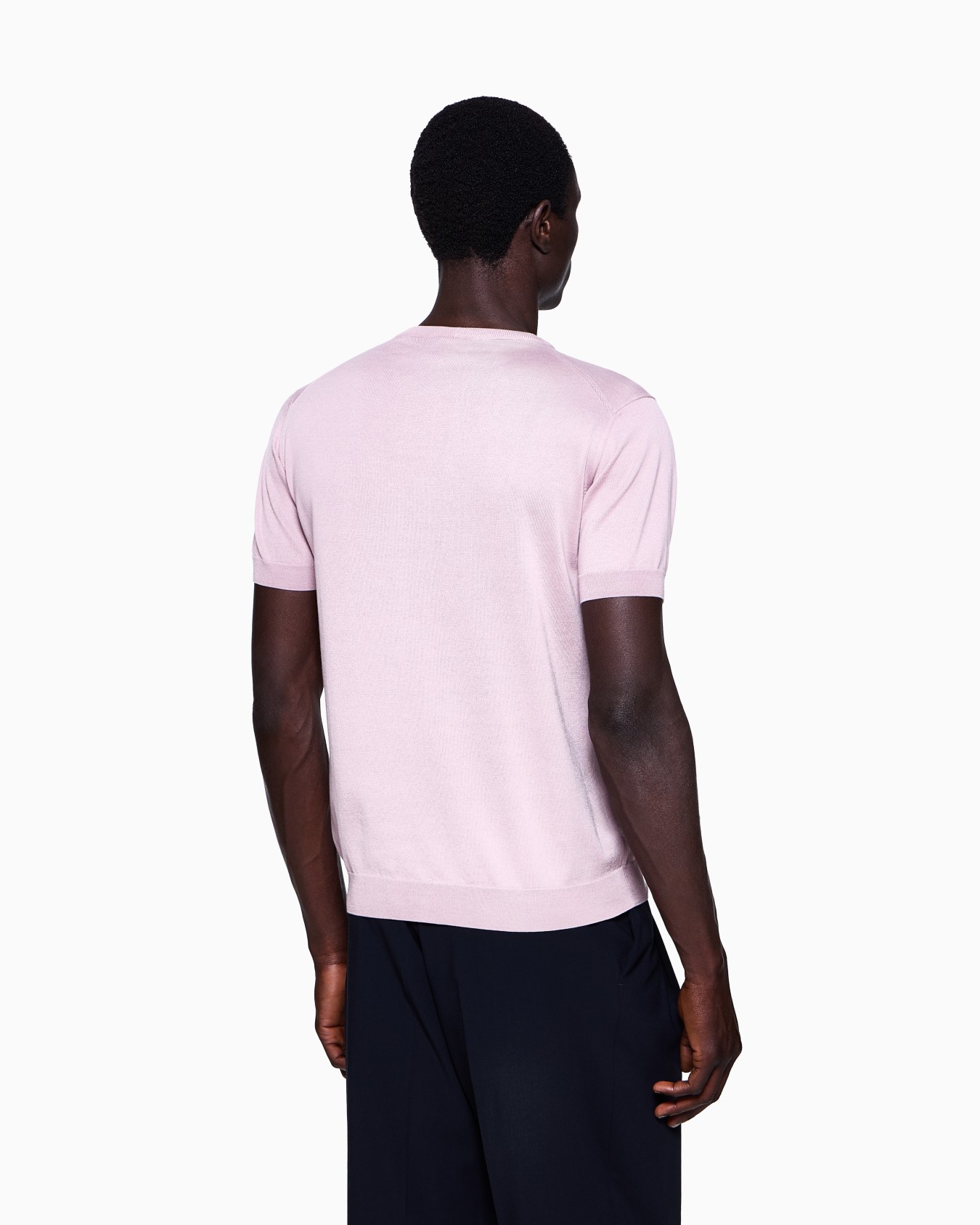 Short-sleeved, crew-neck jumper in silk and cotton Slide 2