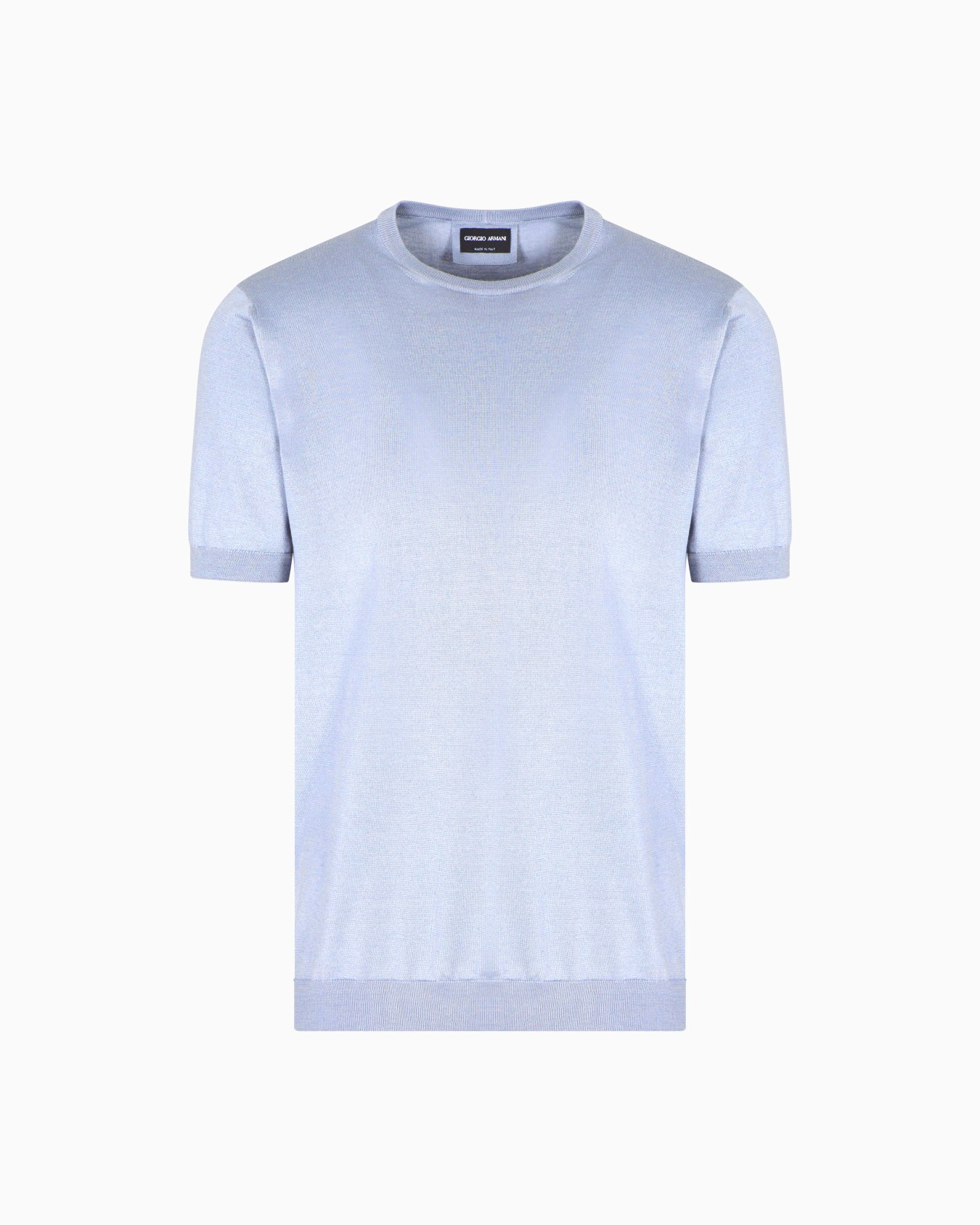 Short-sleeved, crew-neck jumper in silk and cotton Slide 0
