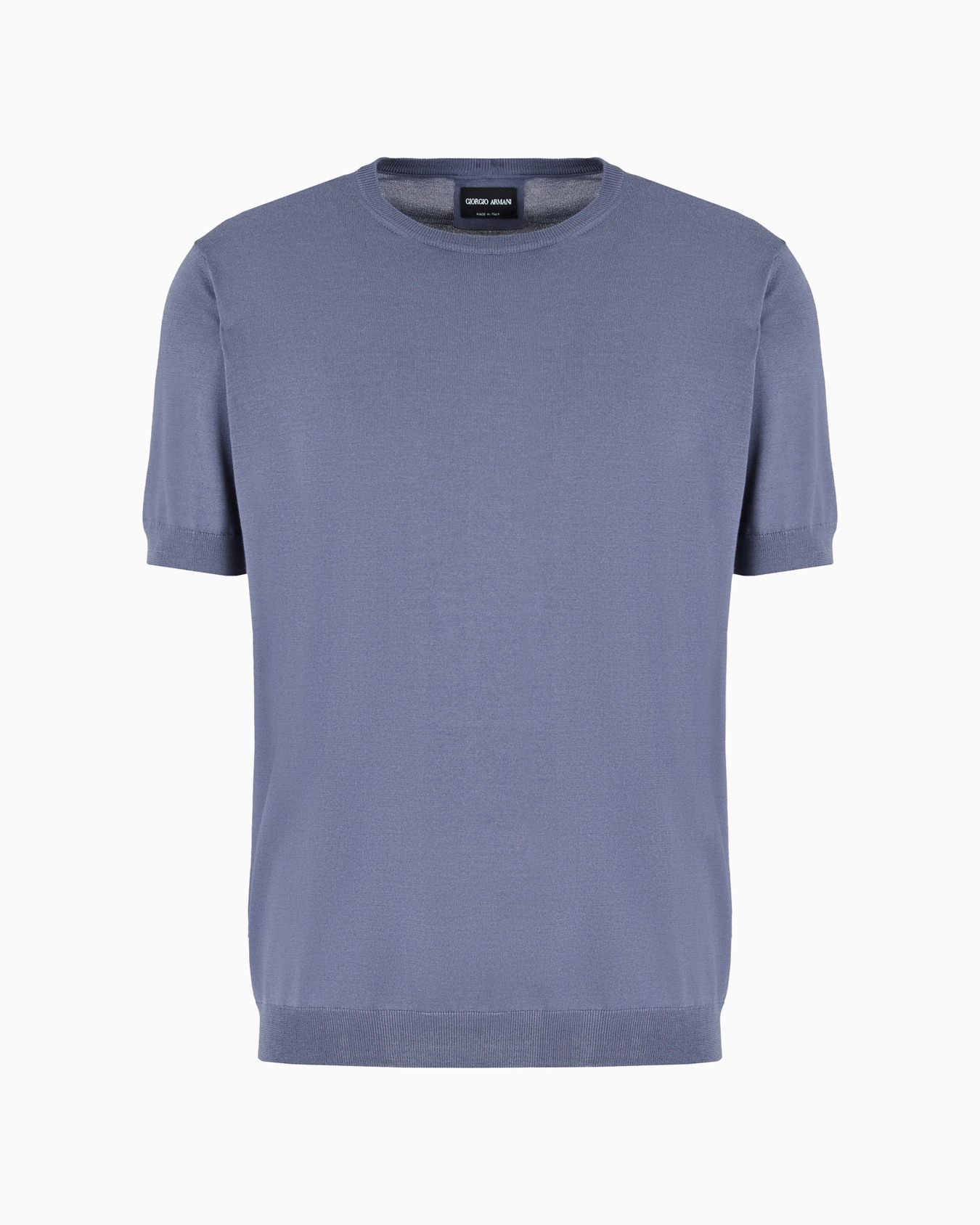 Maglia girocollo a manica corta in seta e cotone Slide 0