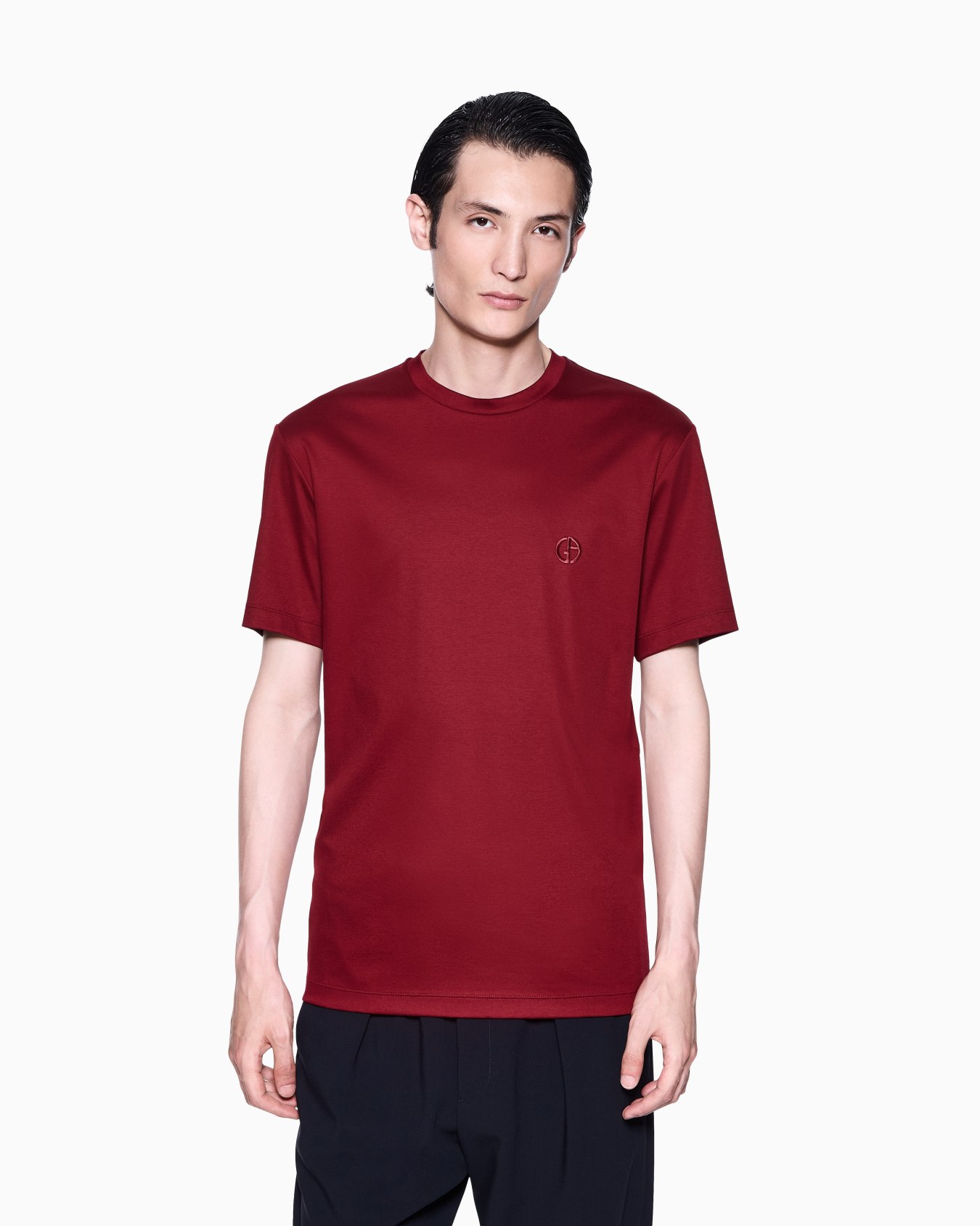 T-Shirt aus Interlock-Baumwolle mit Logostickerei Folie 3