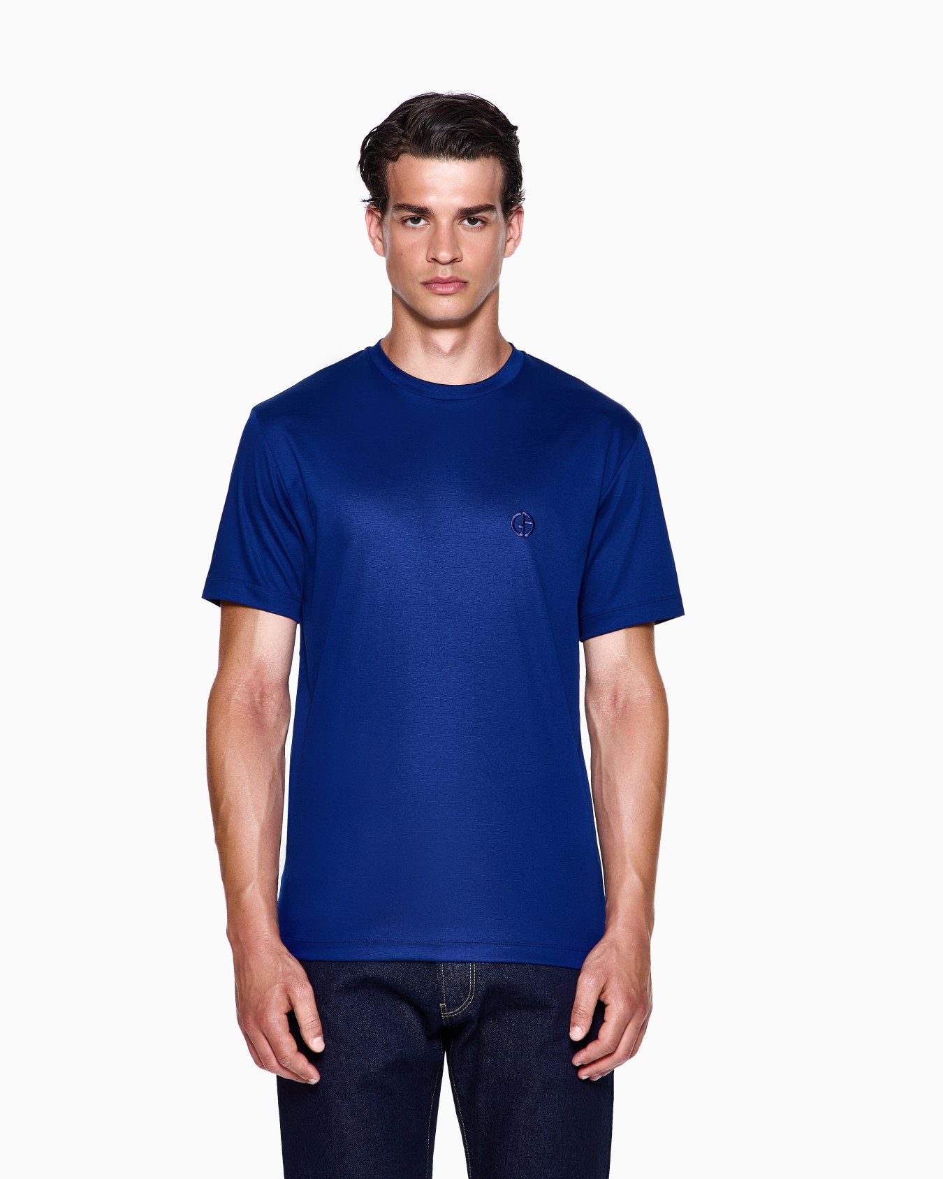 Cotton-interlock T-shirt with embroidered logo Slide 3