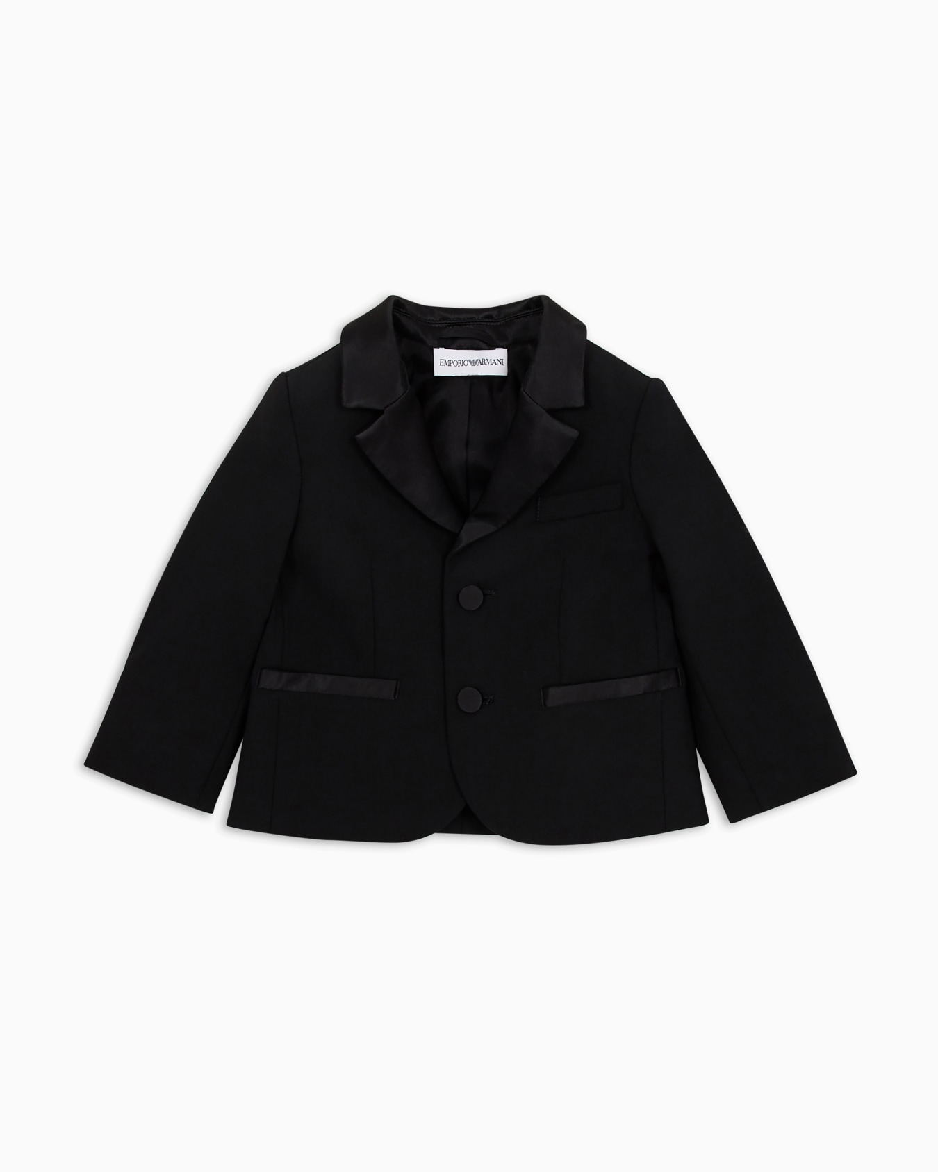 Veste à simple boutonnage en laine avec revers en satin Diapositive 0