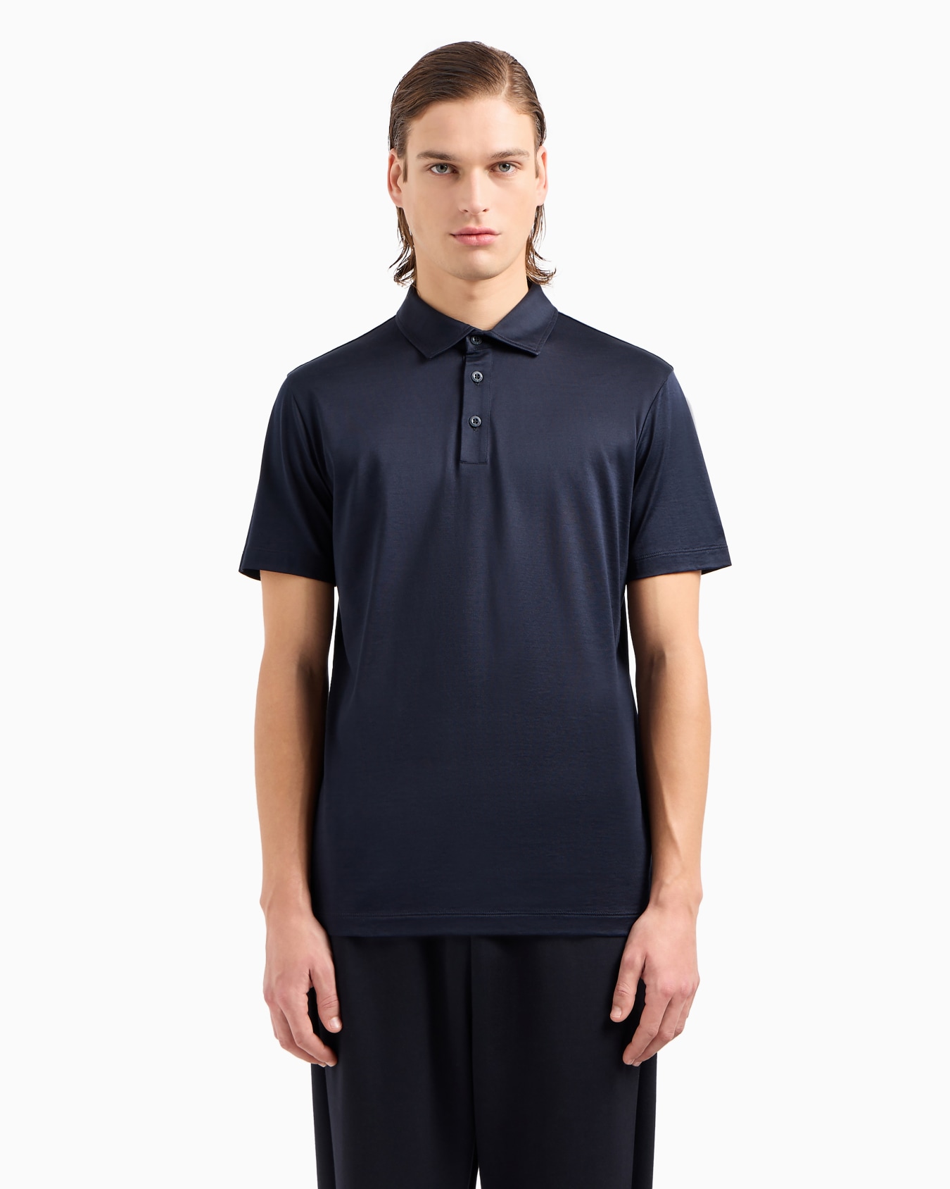 Silk and cotton-mélange jersey polo shirt Slide 1