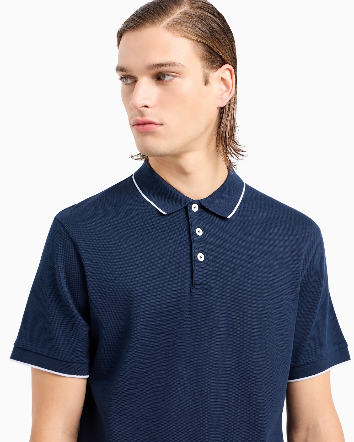 Piqué polo shirt in lisle cotton yarn Slide 4