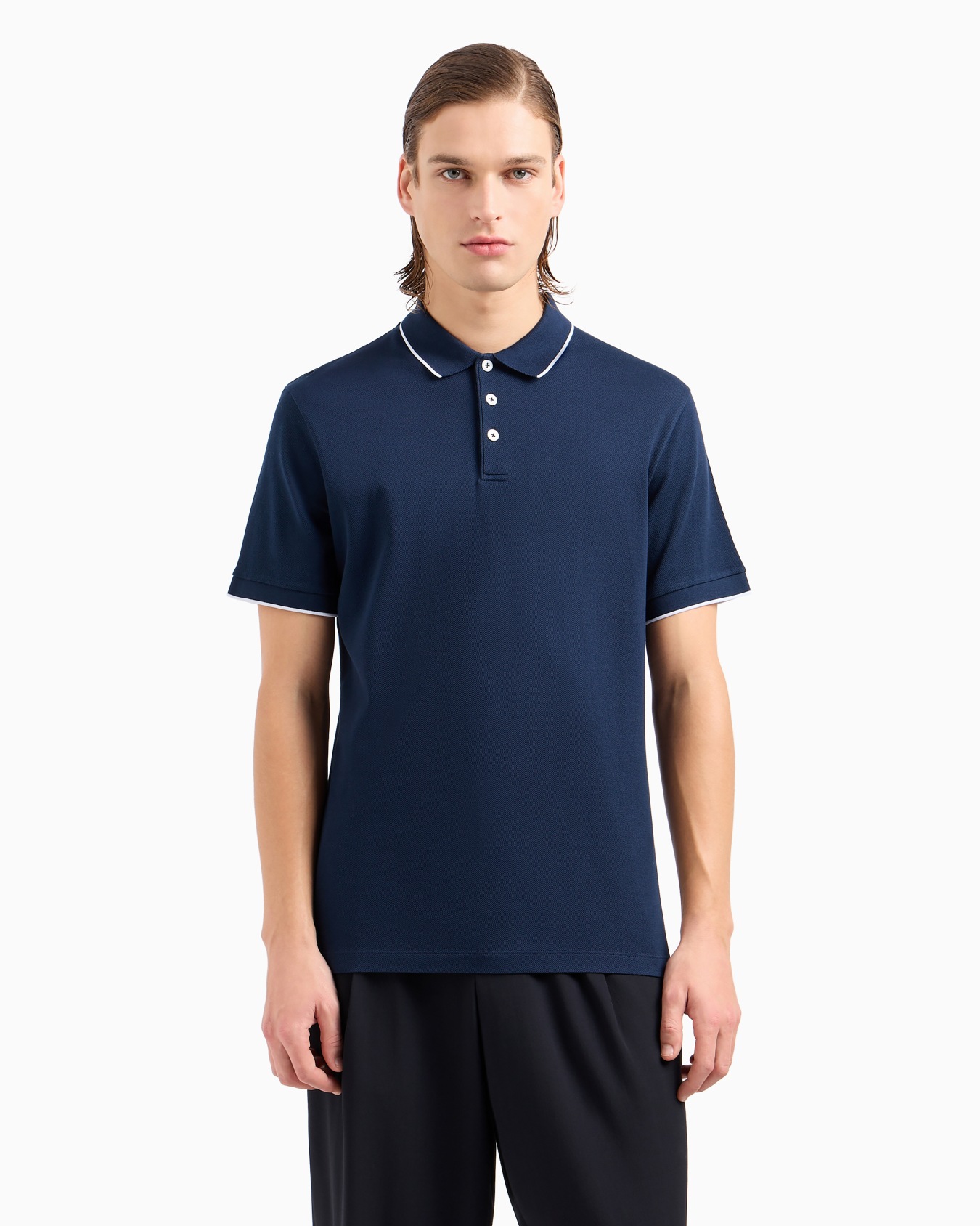 Piqué polo shirt in lisle cotton yarn Slide 3