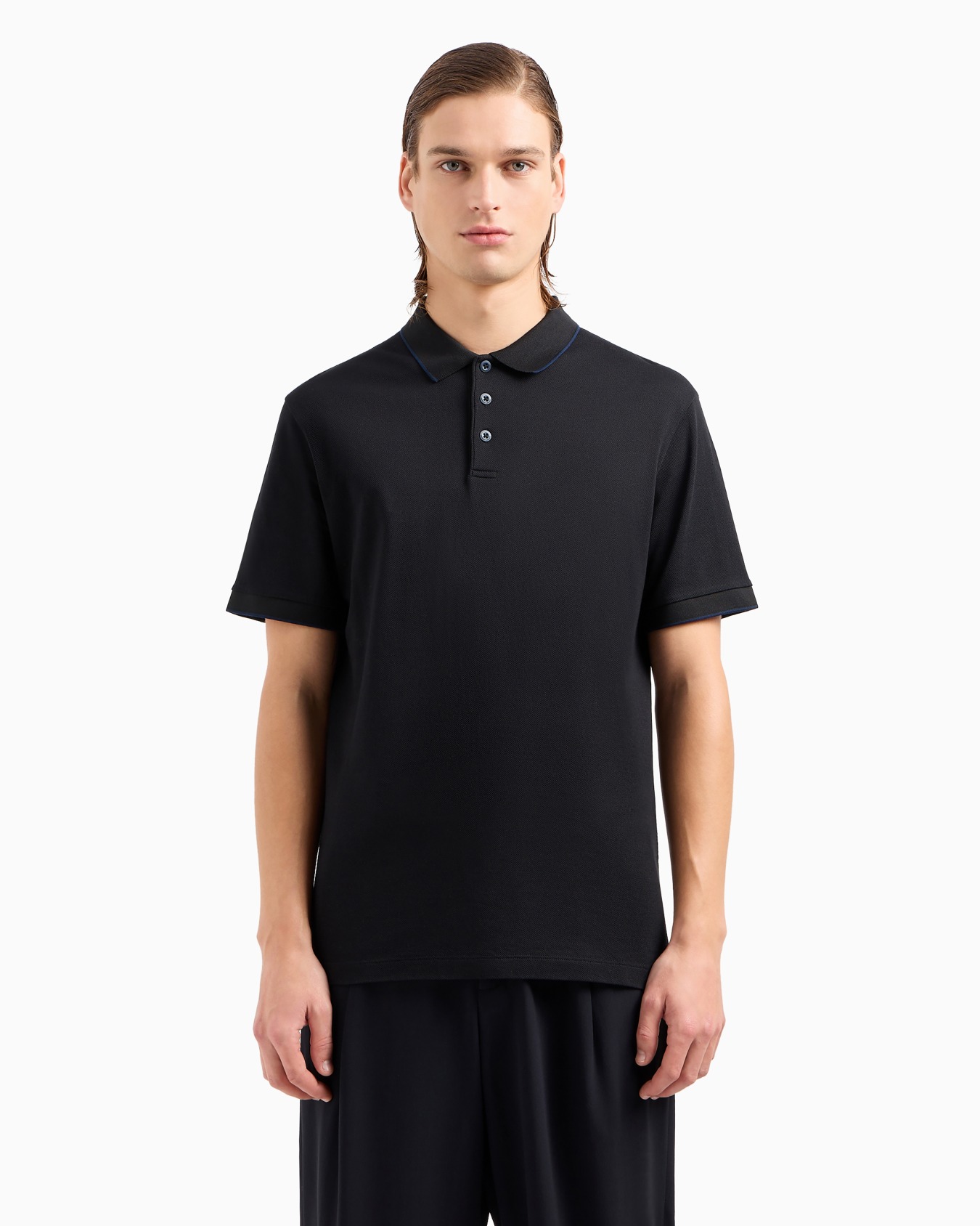 Piqué polo shirt in lisle cotton yarn Slide 3