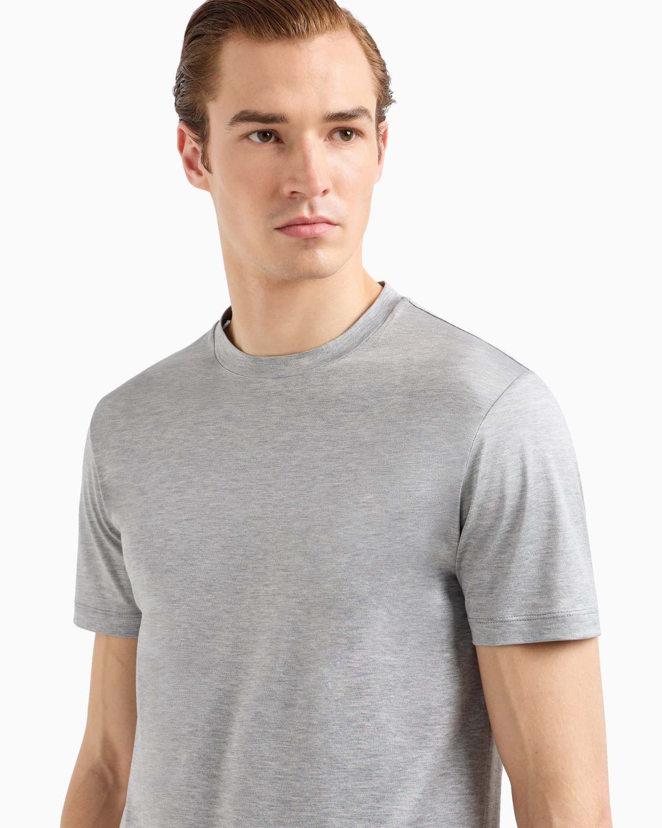 Plain-knit jersey T-shirt in a silk-and-cotton blend Slide 4