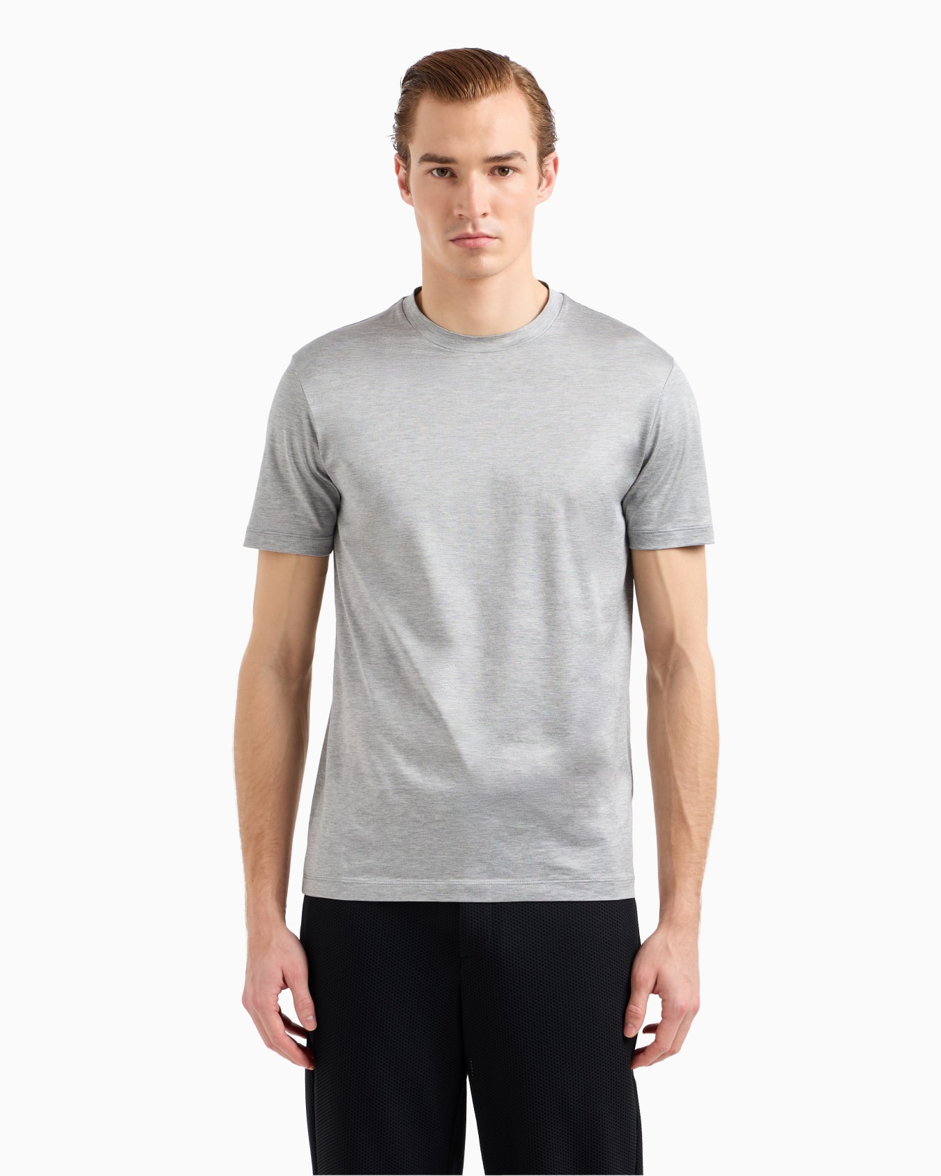 Plain-knit jersey T-shirt in a silk-and-cotton blend Slide 3