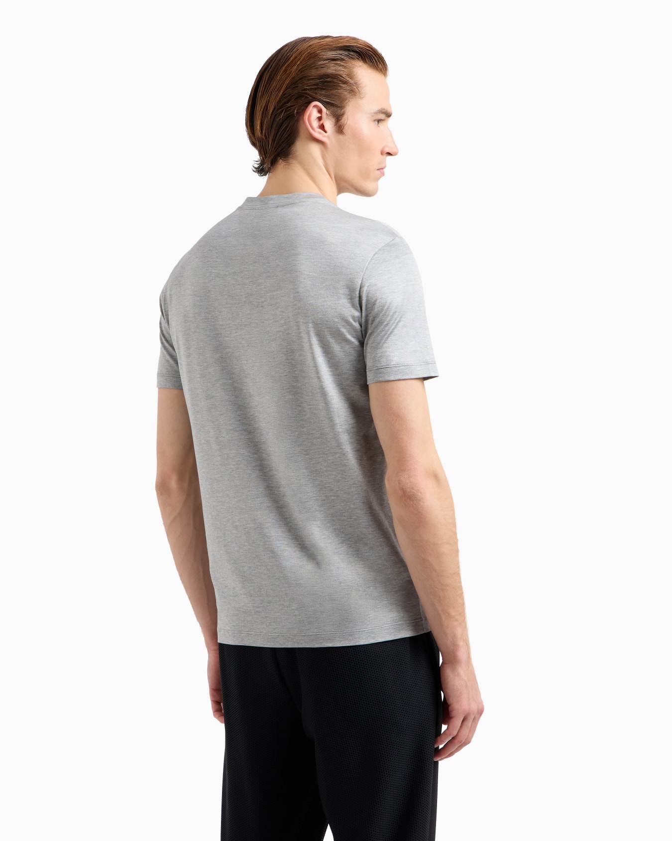 Plain-knit jersey T-shirt in a silk-and-cotton blend Slide 2