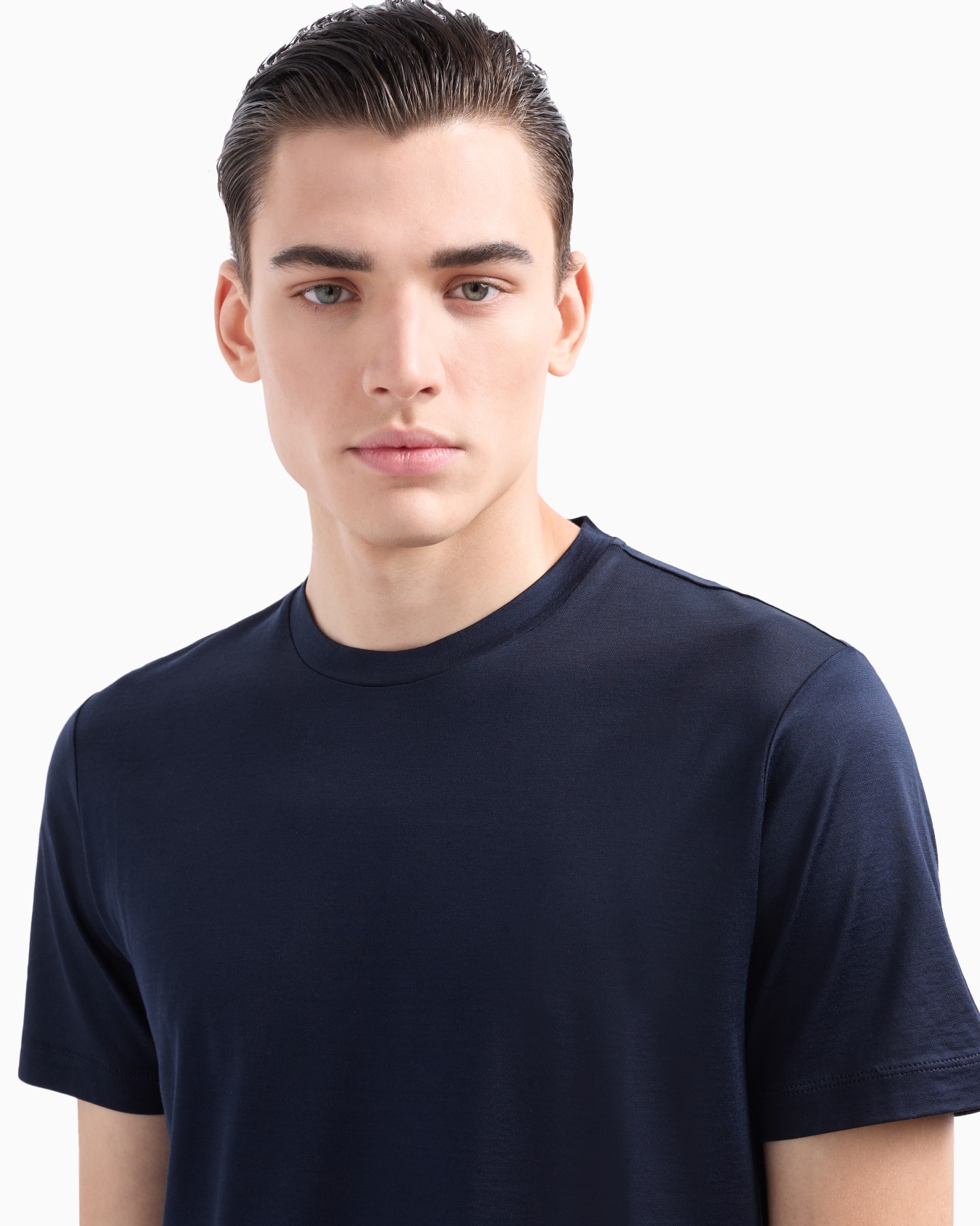 Plain-knit jersey T-shirt in a silk-and-cotton blend Slide 4
