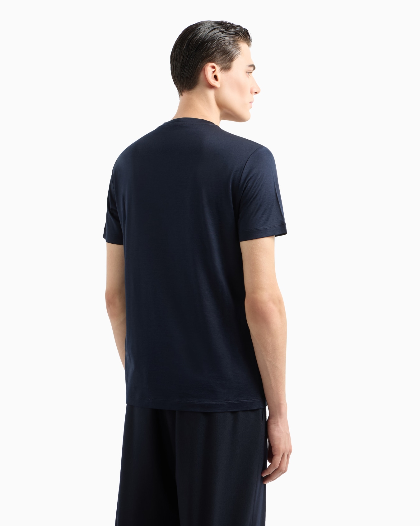 Plain-knit jersey T-shirt in a silk-and-cotton blend Slide 2