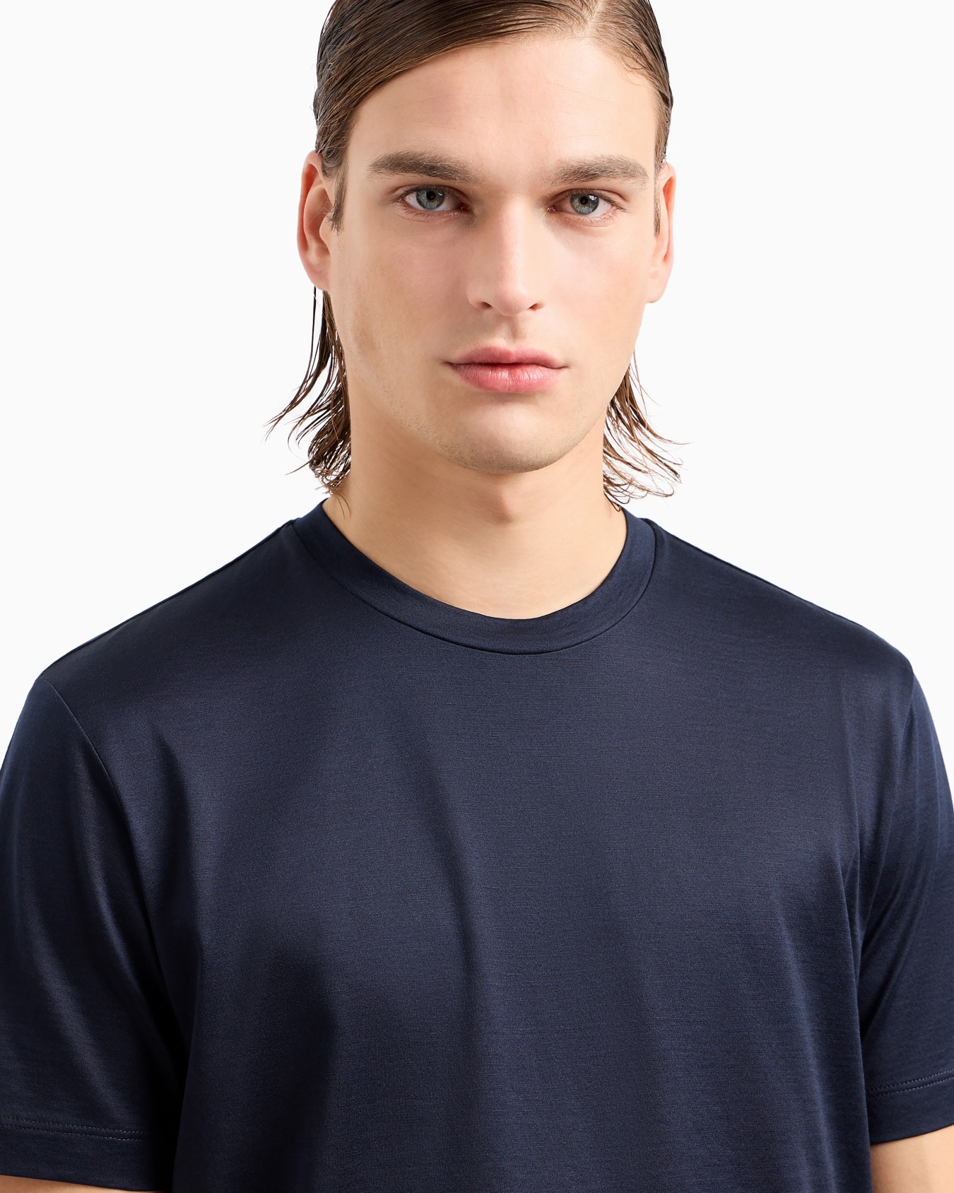 Plain-knit jersey T-shirt in a silk-and-cotton blend Slide 4