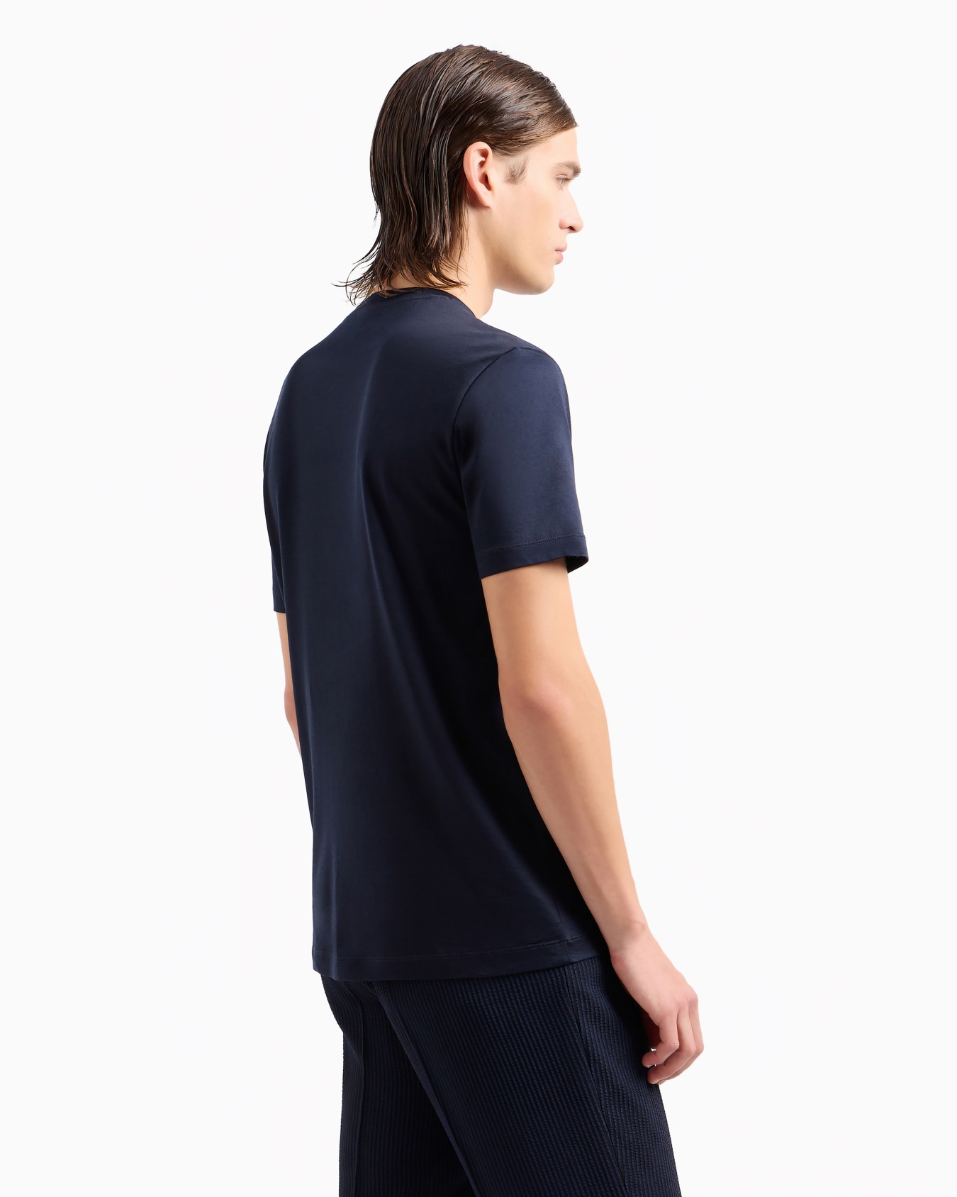 Plain-knit jersey T-shirt in a silk-and-cotton blend Slide 2
