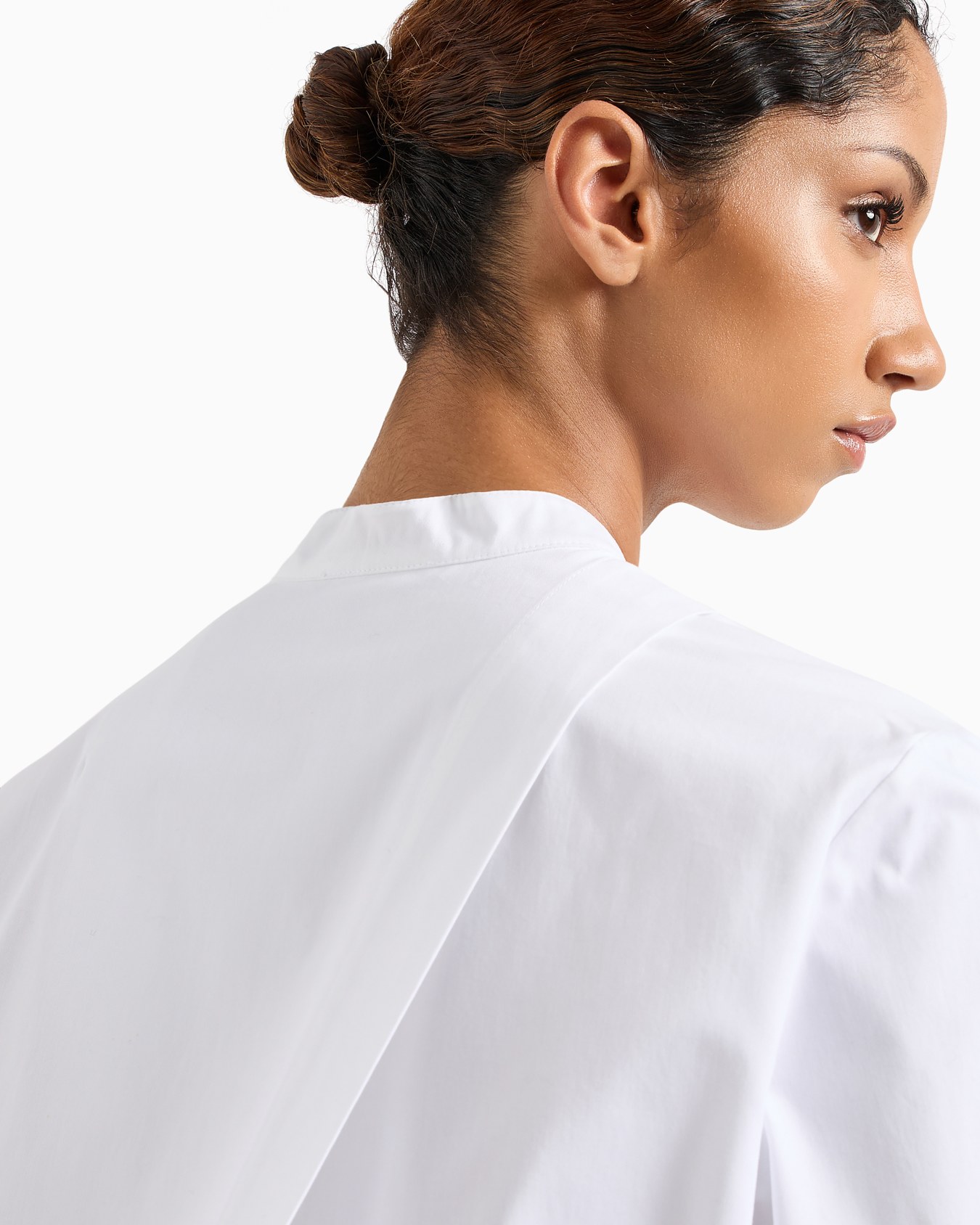 Sanded cotton oversized shirt with guru collar Slide 4