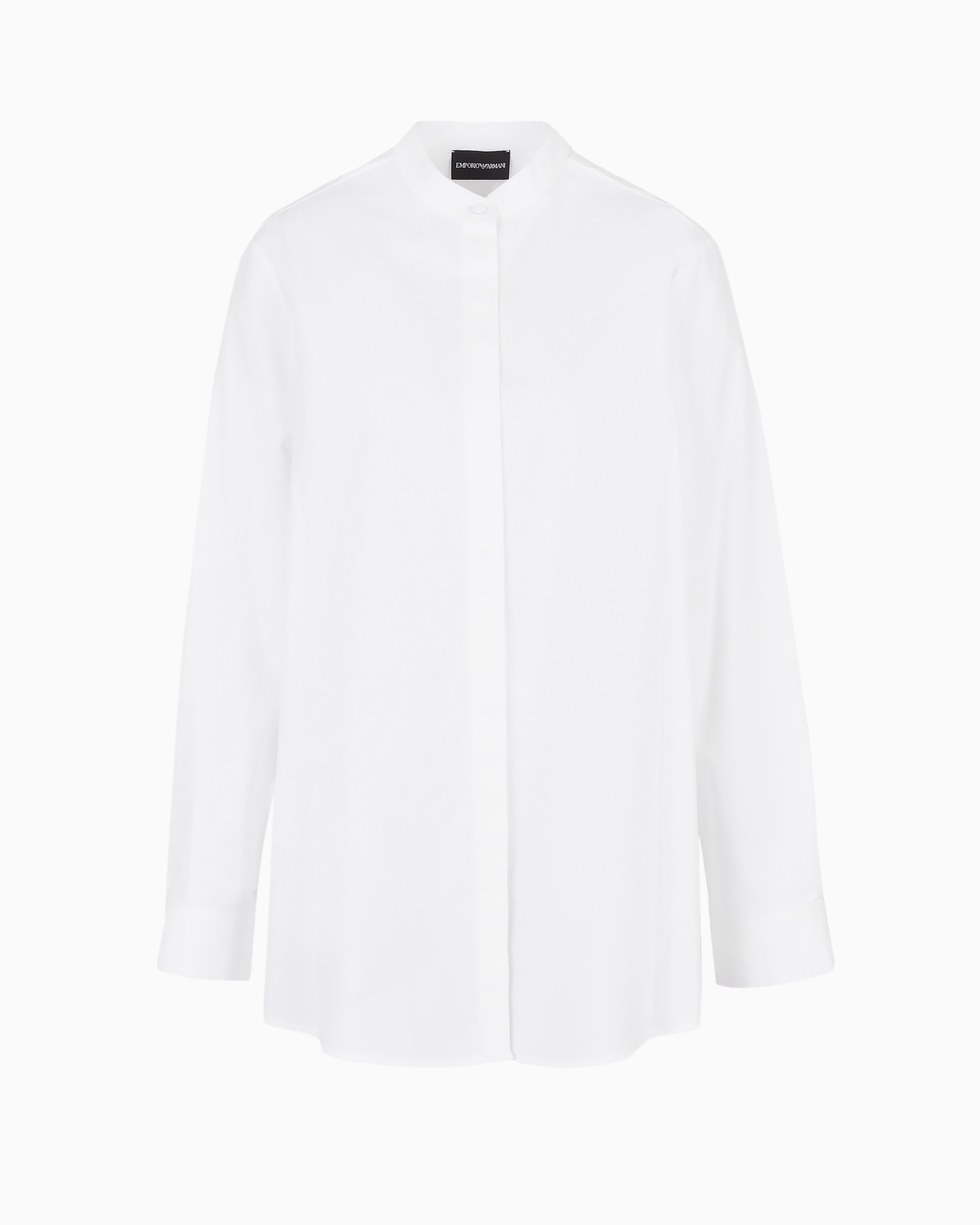 Sanded cotton oversized shirt with guru collar Slide 0