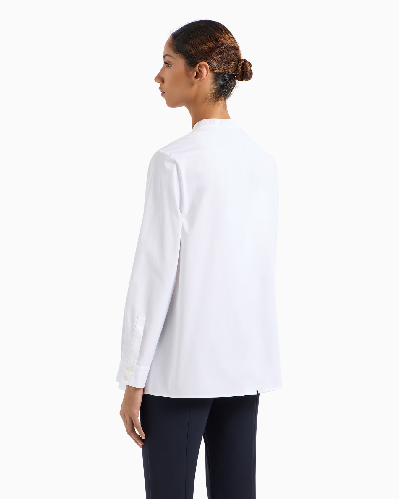 Sanded cotton oversized shirt with guru collar Slide 2