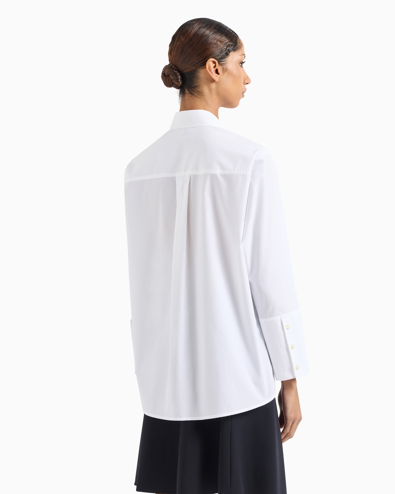 Maxi camicia in popeline a righe con tasche a toppa Slide 2