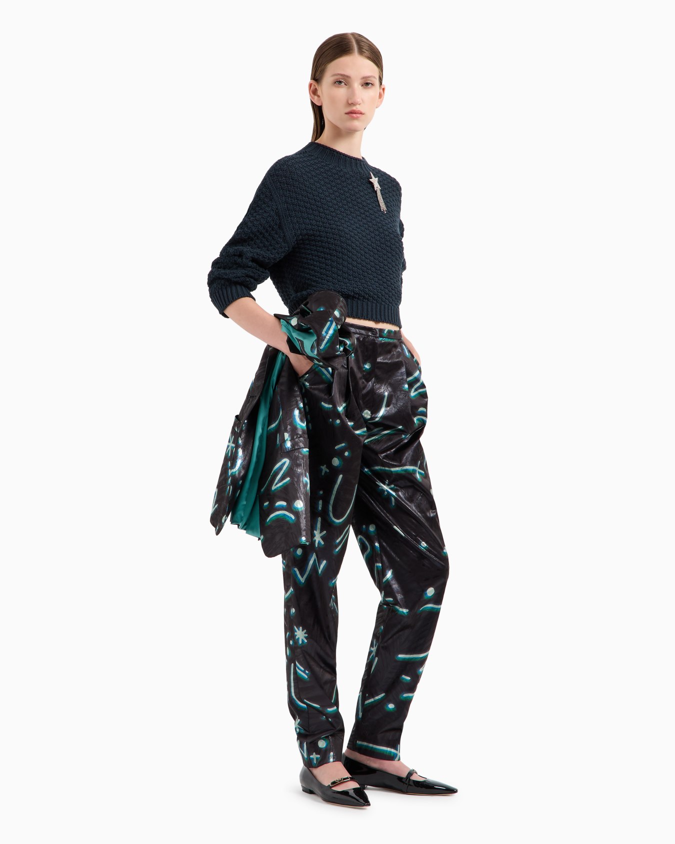 Seamless boxy-fit jumper with moss-stitch knit Slide 3