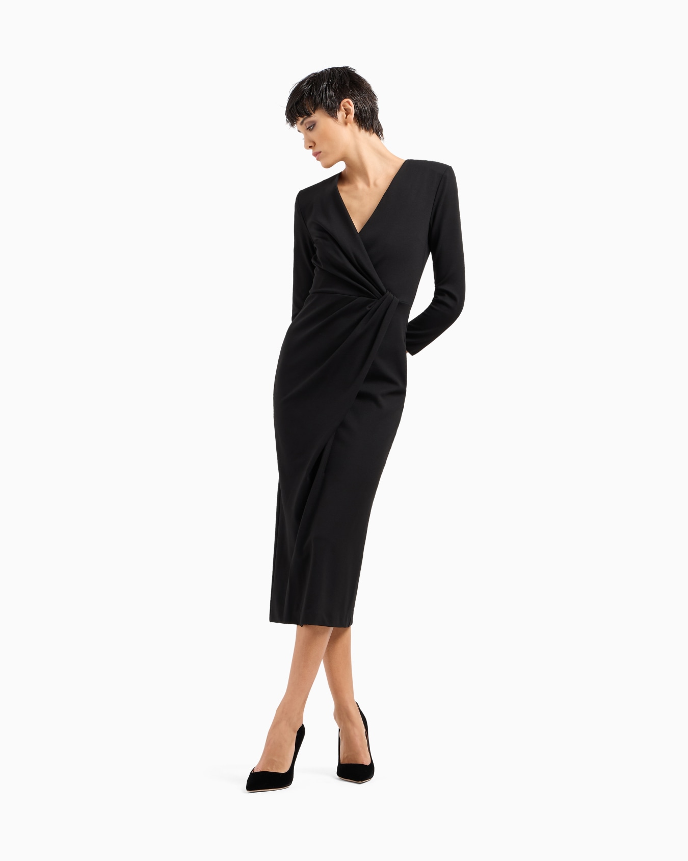 Viscose-blend Milano-stitch midi dress Slide 1