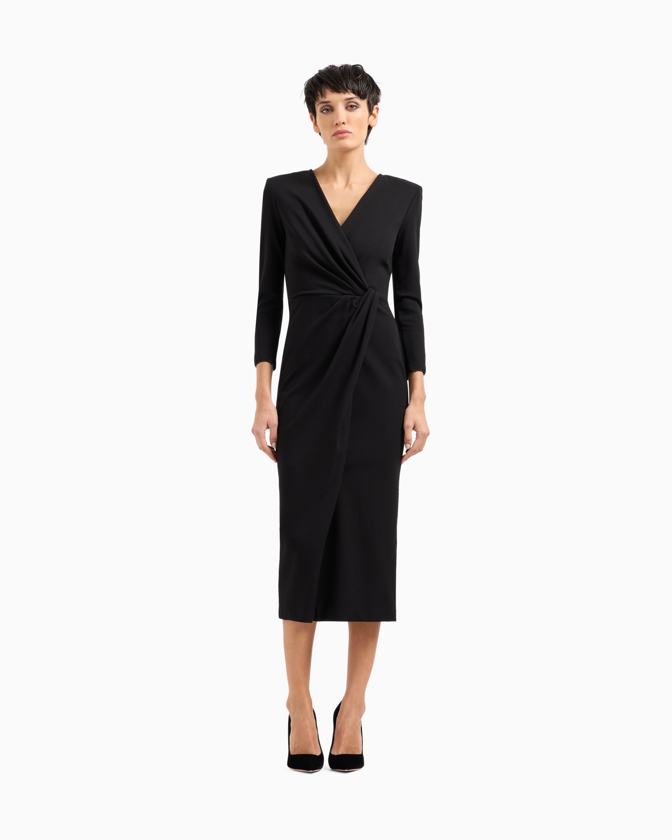 Viscose-blend Milano-stitch midi dress Slide 3