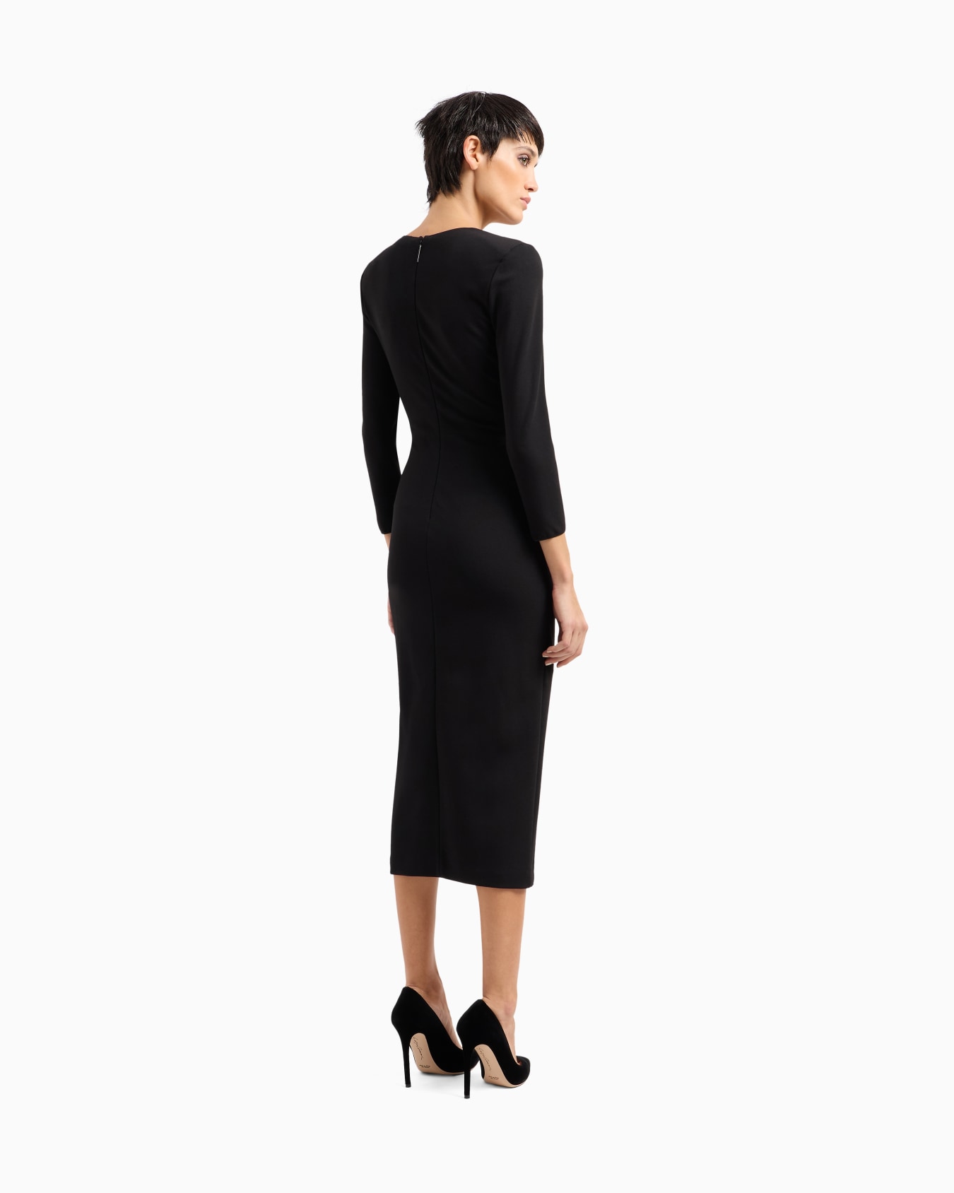 Viscose-blend Milano-stitch midi dress Slide 2