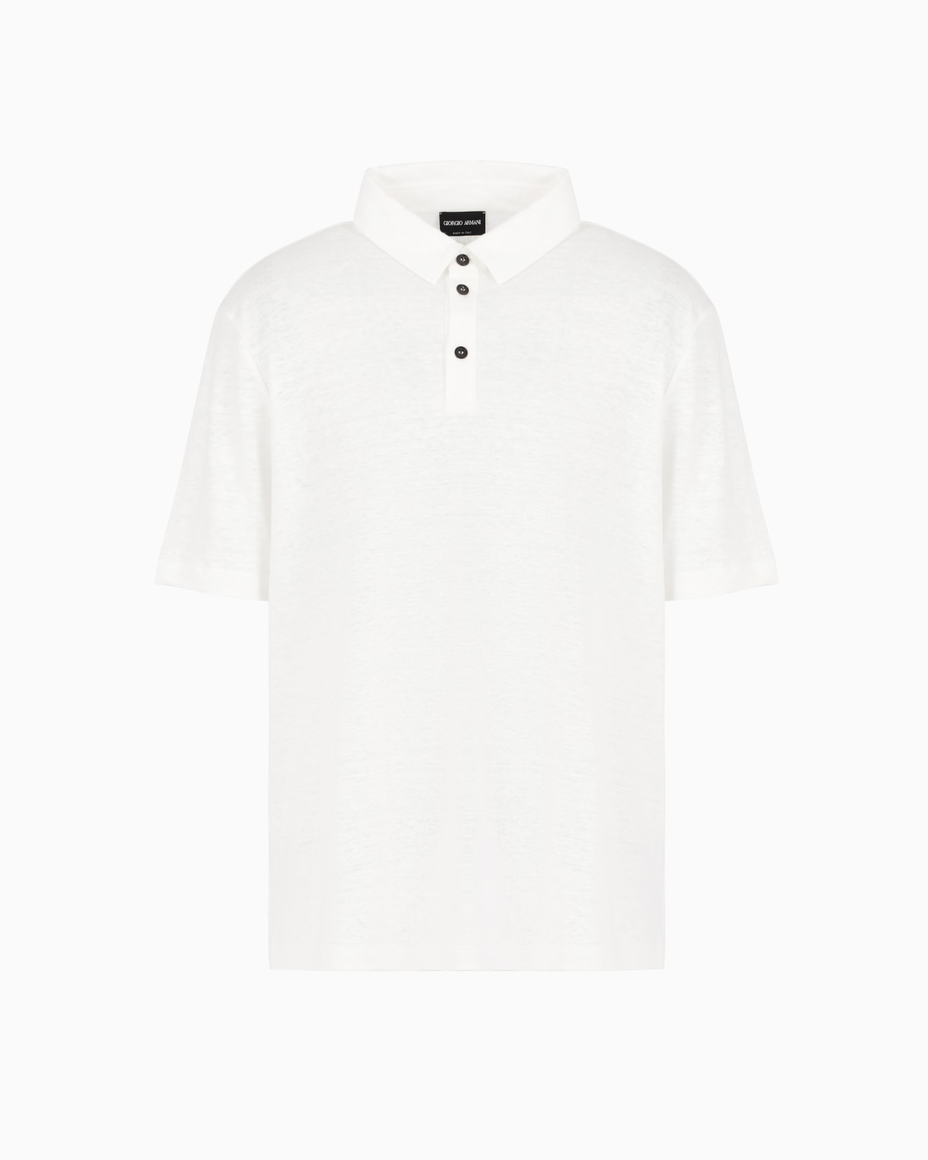 Short-sleeved polo shirt in pure linen jersey Slide 0