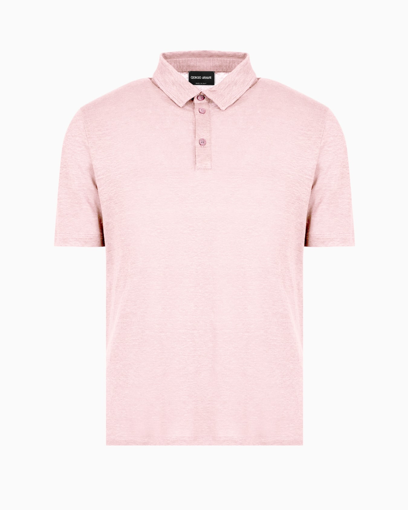 Short-sleeved polo shirt in pure linen jersey Slide 0