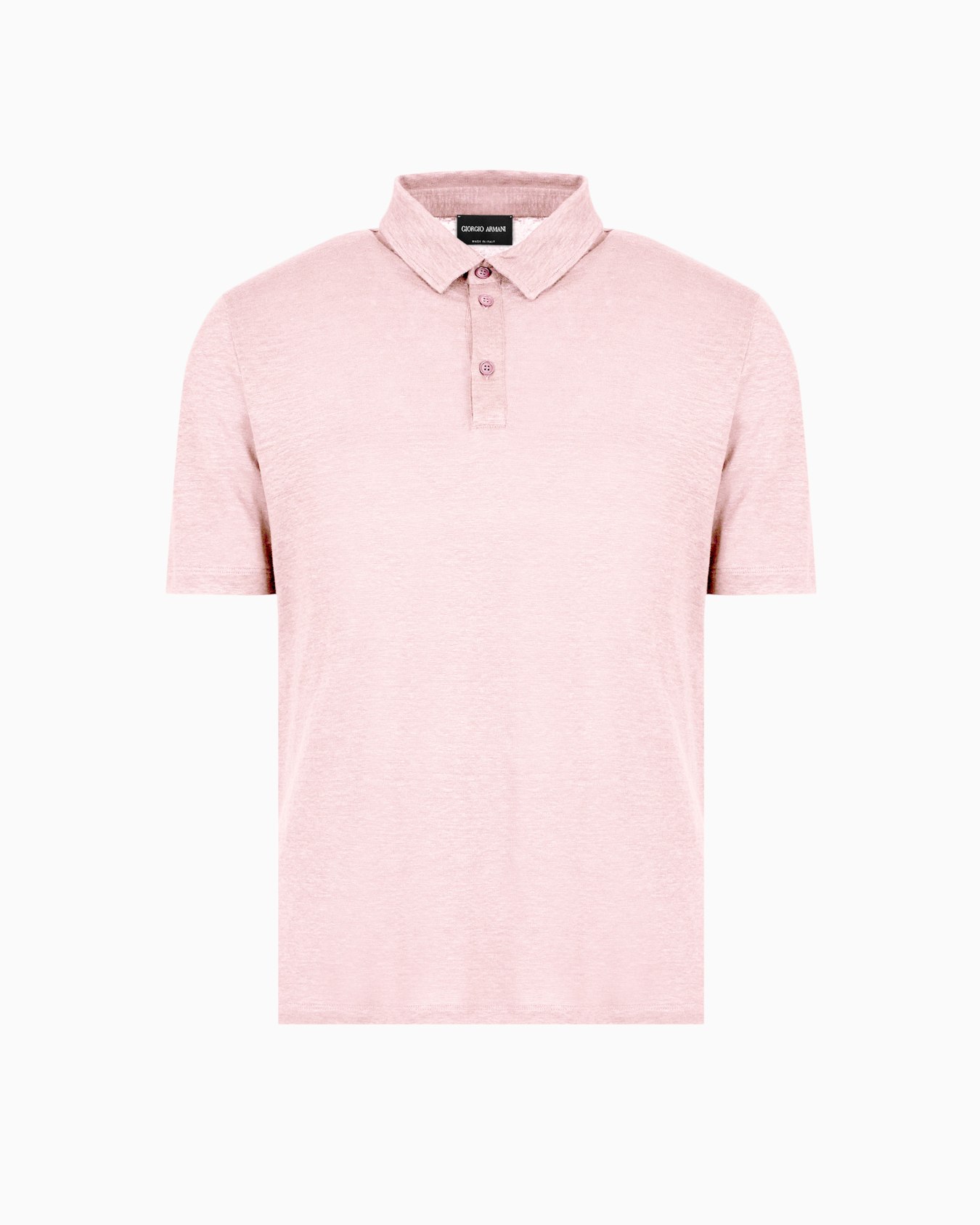 Short-sleeved polo shirt in pure linen jersey Slide 0