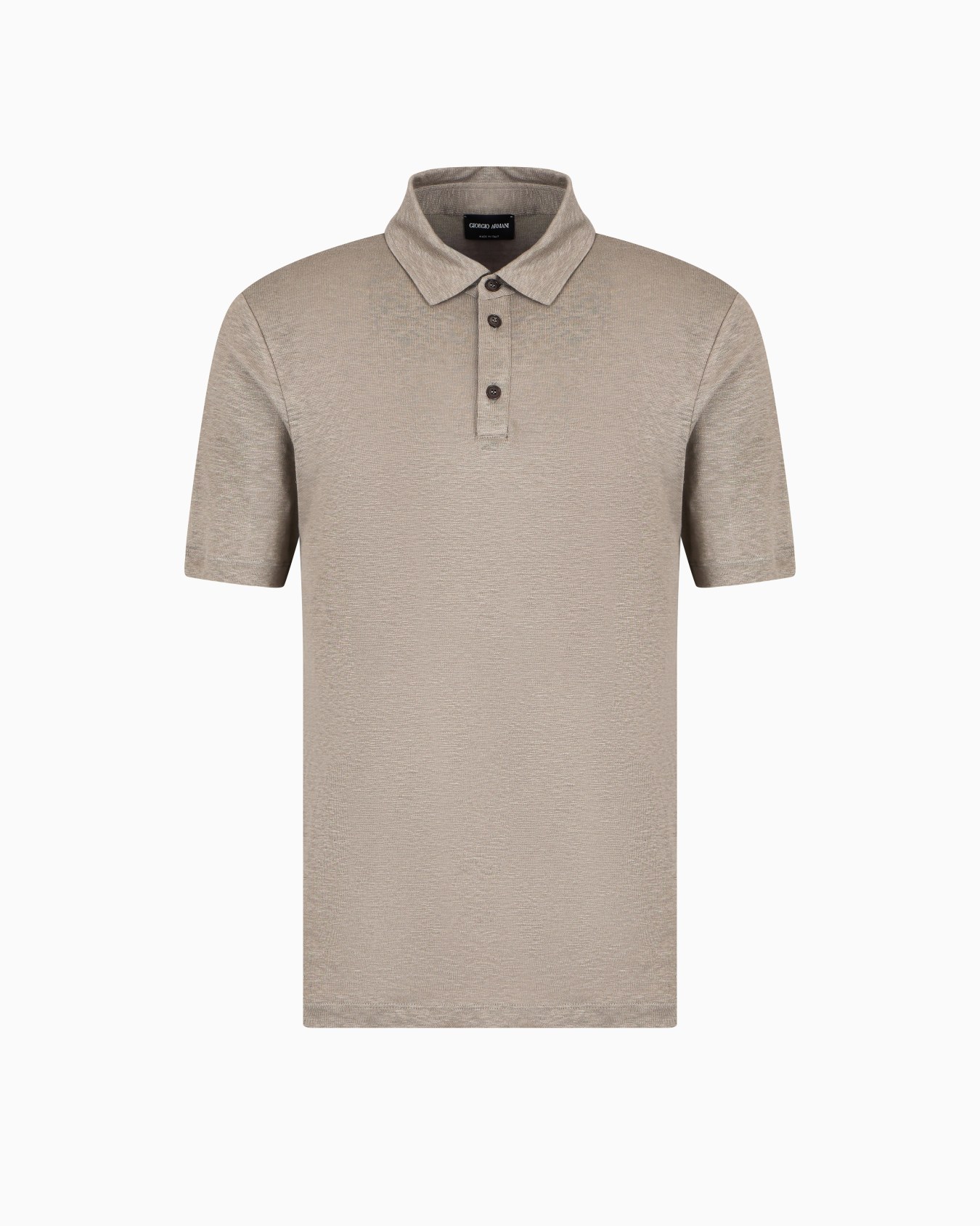 Short-sleeved polo shirt in pure linen jersey Slide 0