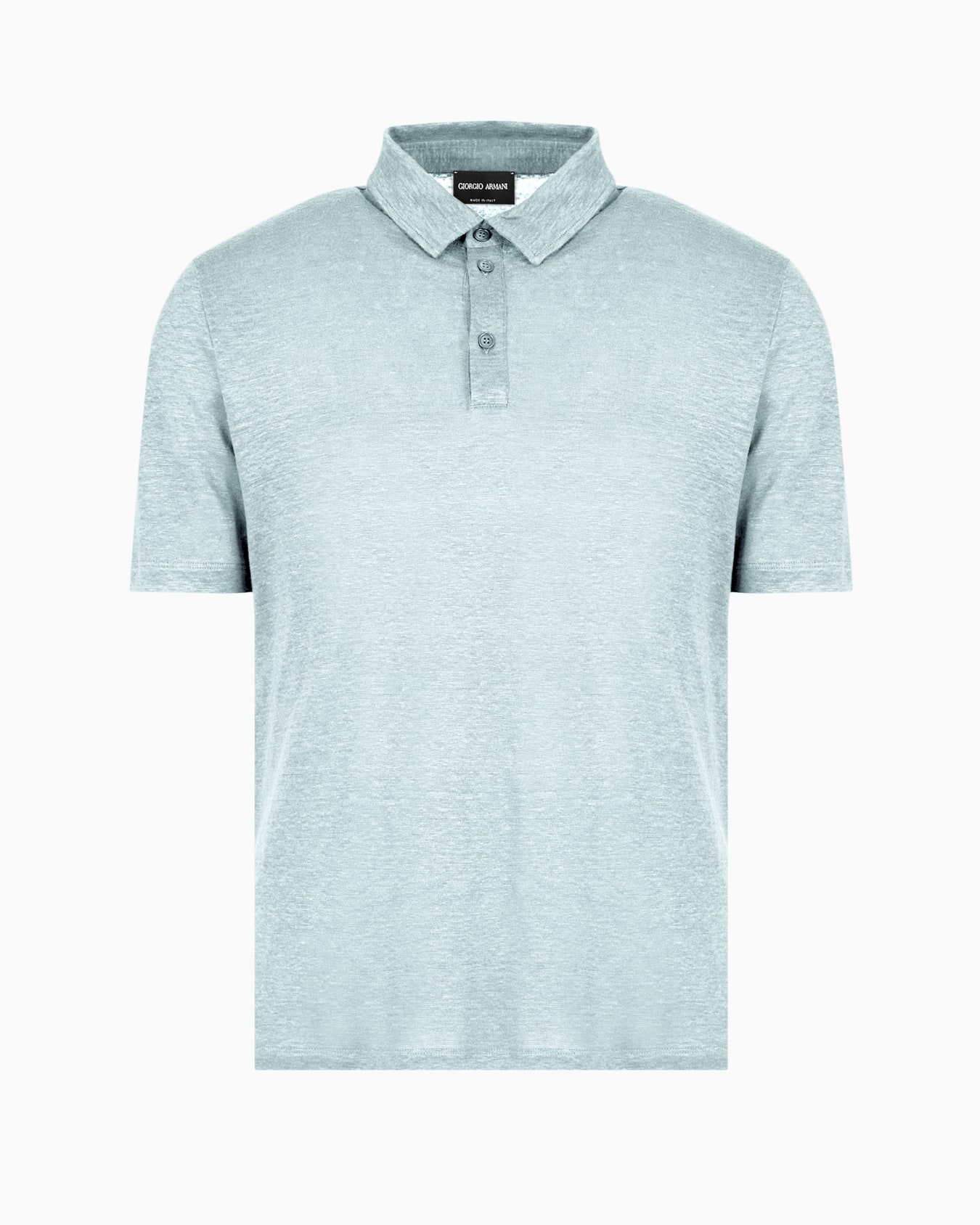 Short-sleeved polo shirt in pure linen jersey Slide 0