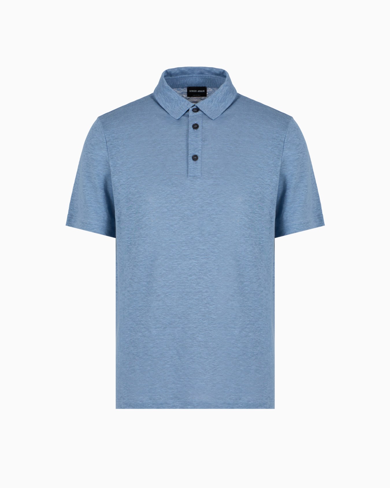 Polo de manga corta en punto de lino puro Diapositiva 0