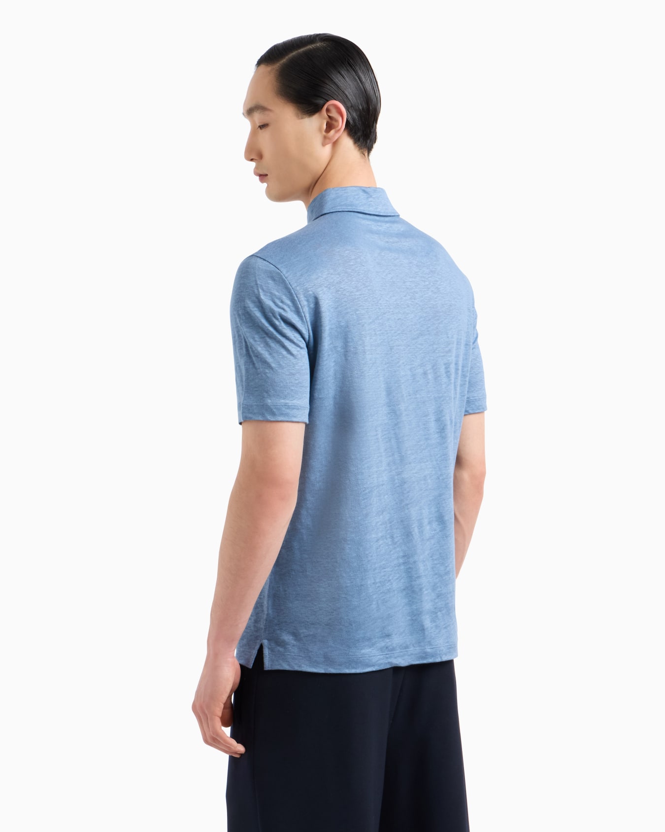 Polo de manga corta en punto de lino puro Diapositiva 2