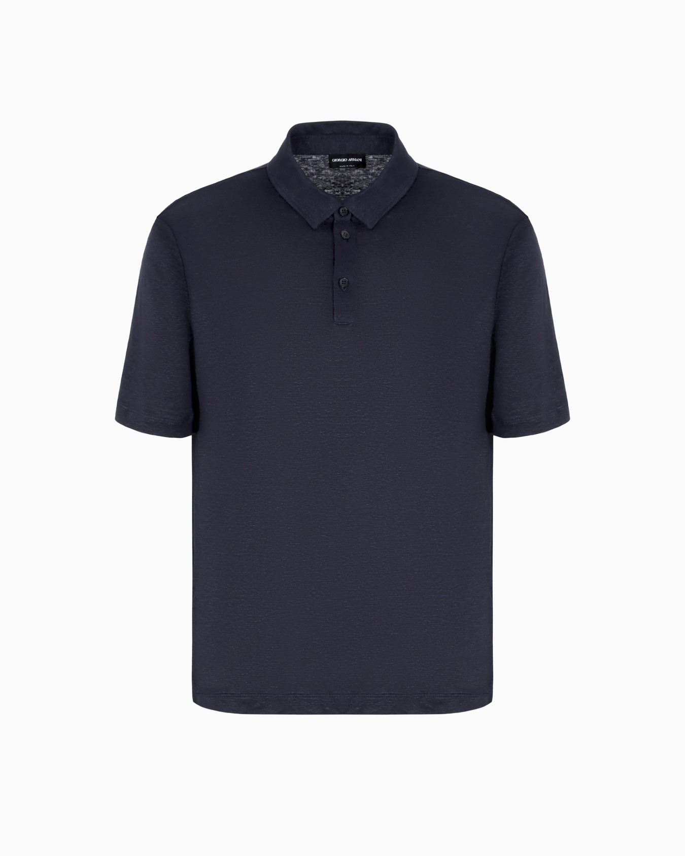 Short-sleeved polo shirt in pure linen jersey Slide 0
