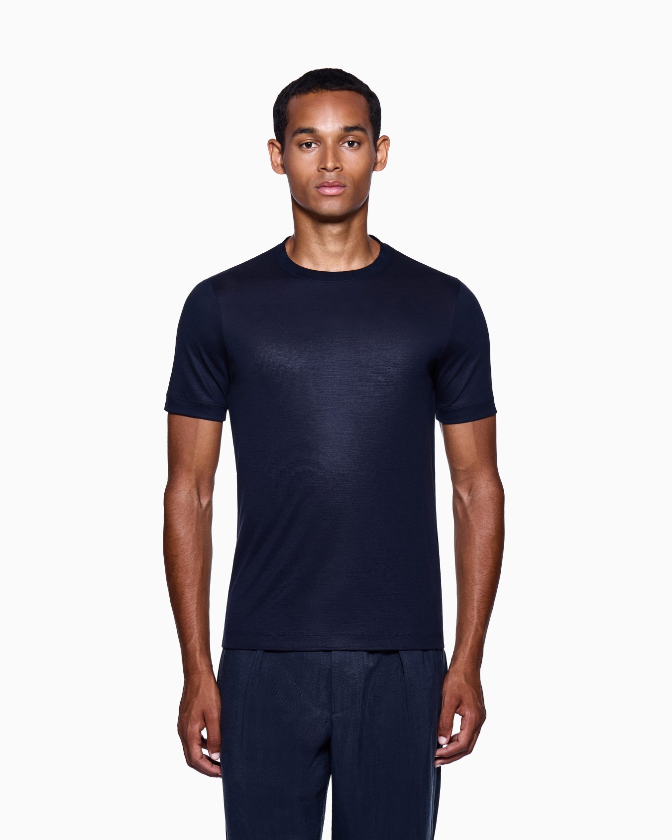 Plain-knit jersey T-shirt in a silk-and-cotton blend Slide 3
