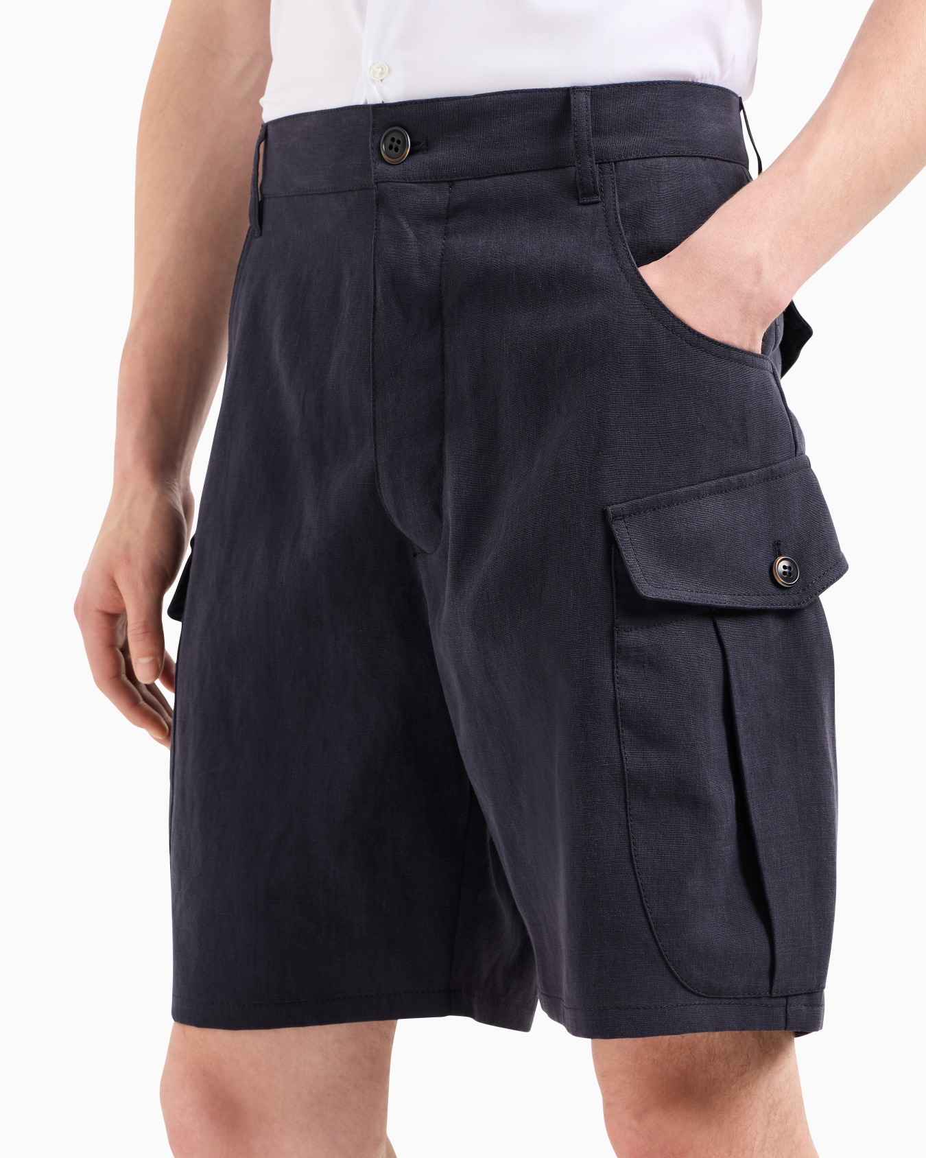 バミューダパンツ リネン製 スライドする 4