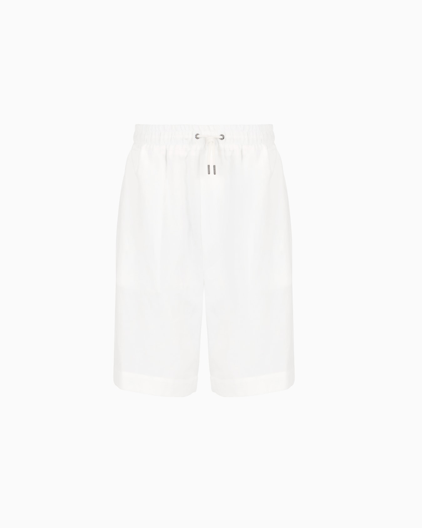 Pure linen canvas flat-front Bermuda shorts Slide 0