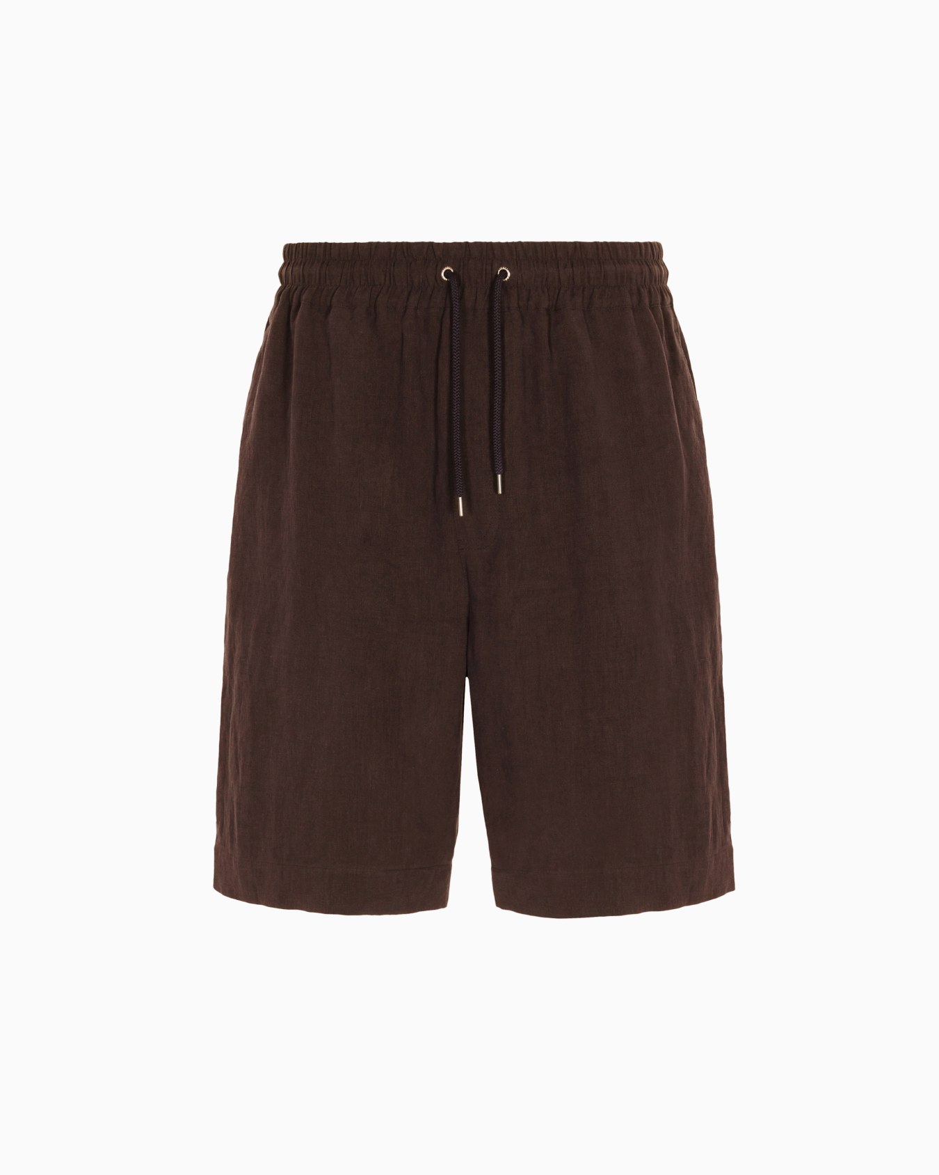 Pure linen canvas flat-front Bermuda shorts Slide 0