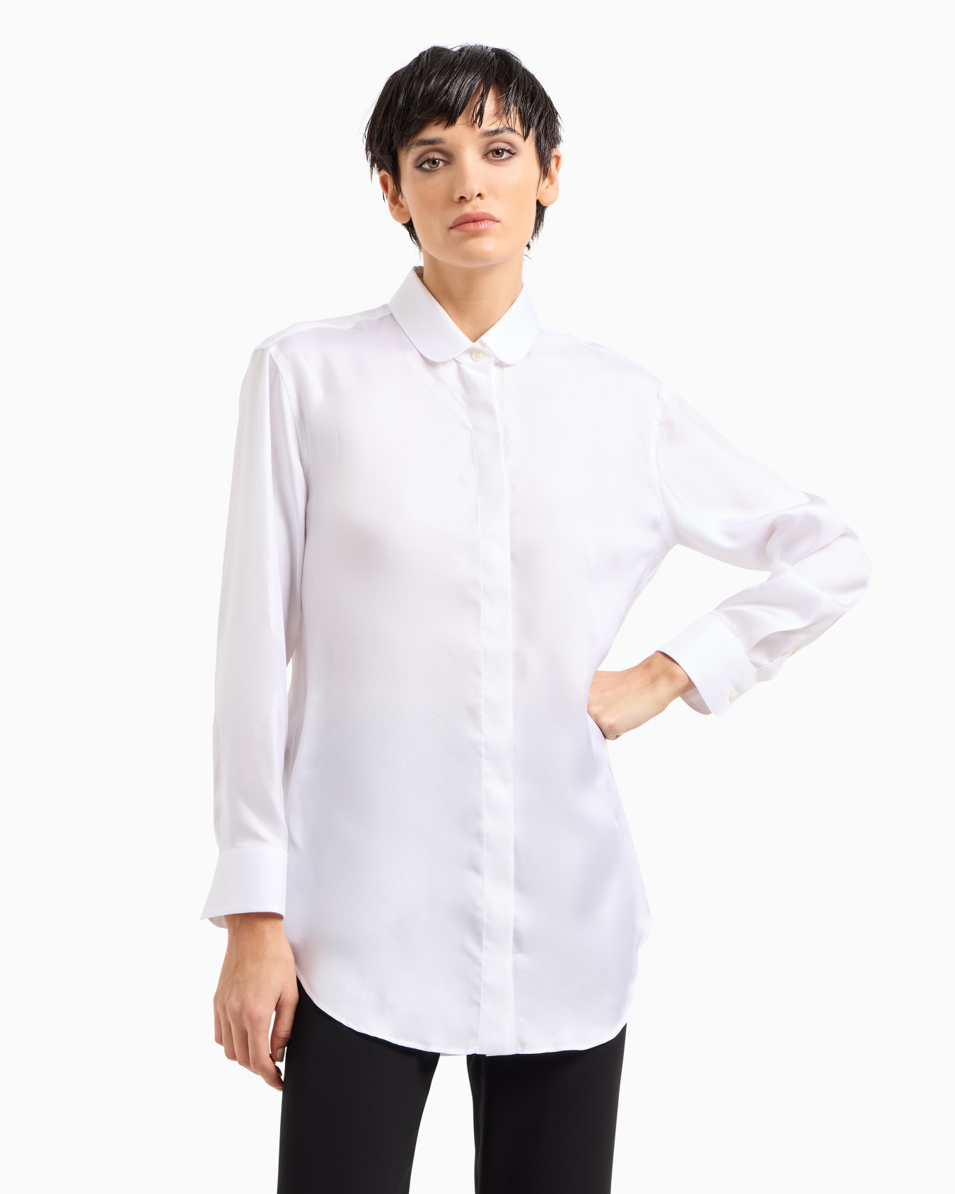 Camisa larga de sarga de seda ASV Diapositiva 3