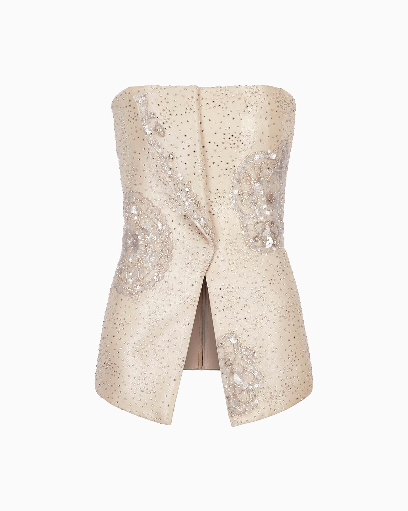 Embroidered long bustier top Slide 0