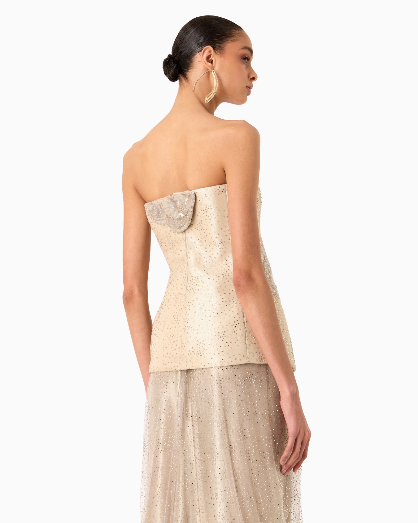 Embroidered long bustier top Slide 2