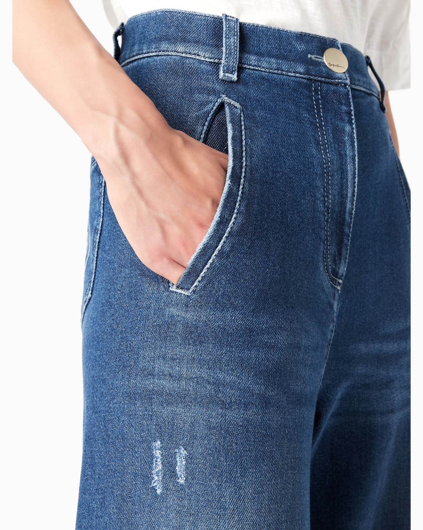 Denim Collection Pantaloni ampi in denim di cotone stretch Slide 4