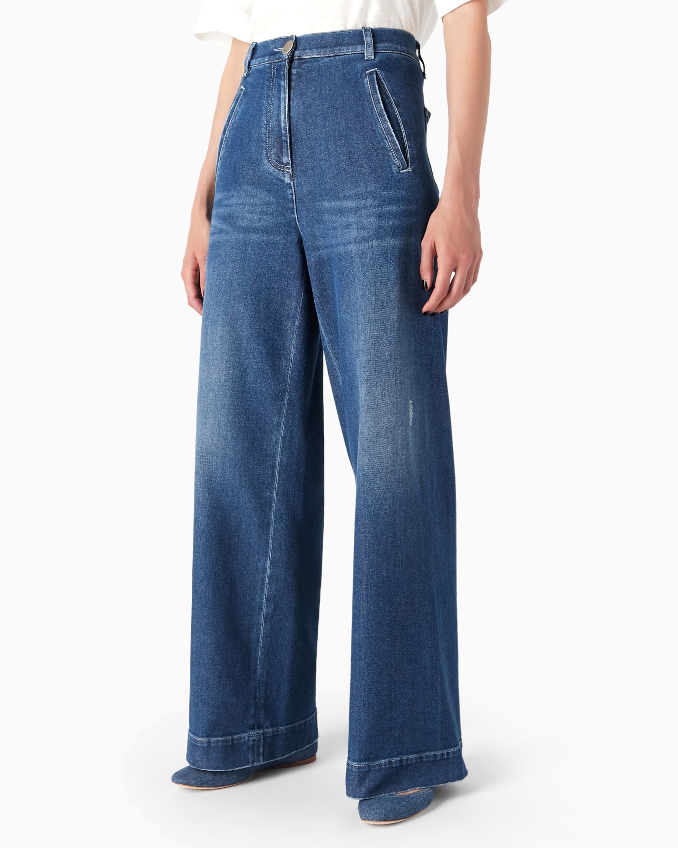 Denim Collection Pantaloni ampi in denim di cotone stretch Slide 1