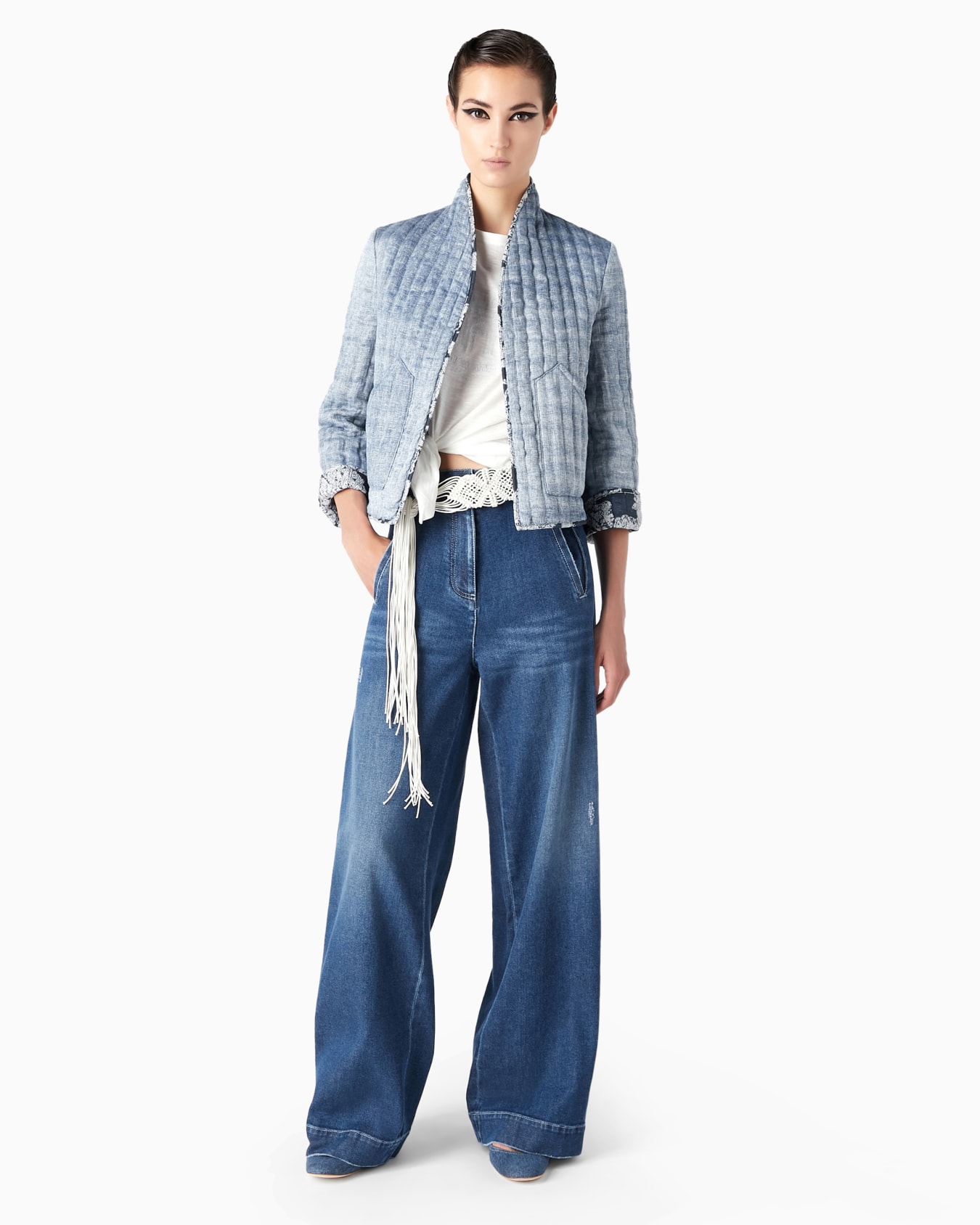 Denim Collection Pantaloni ampi in denim di cotone stretch Slide 3