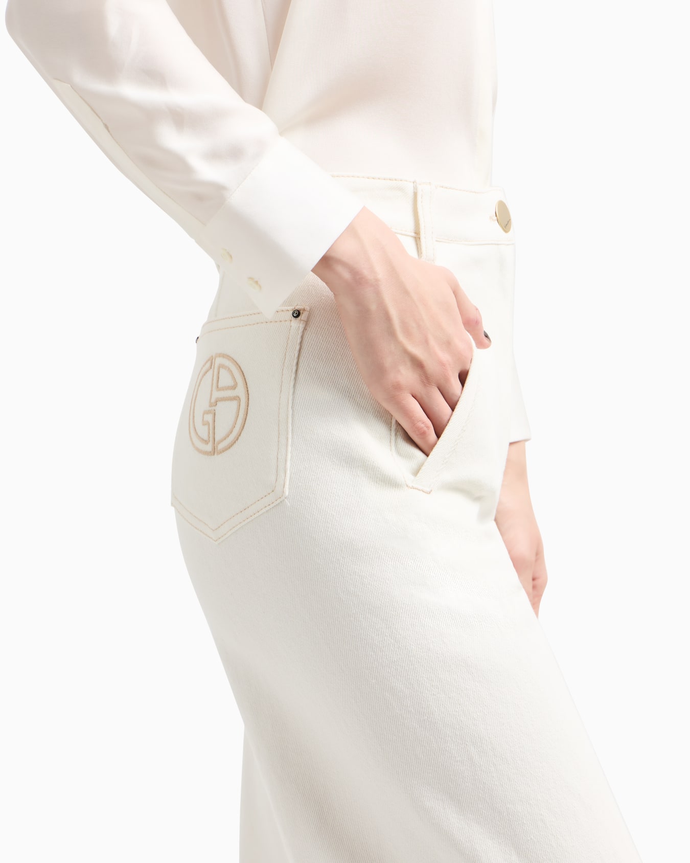 Pantalones anchos en denim de algodón elástico de la colección Denim Diapositiva 4