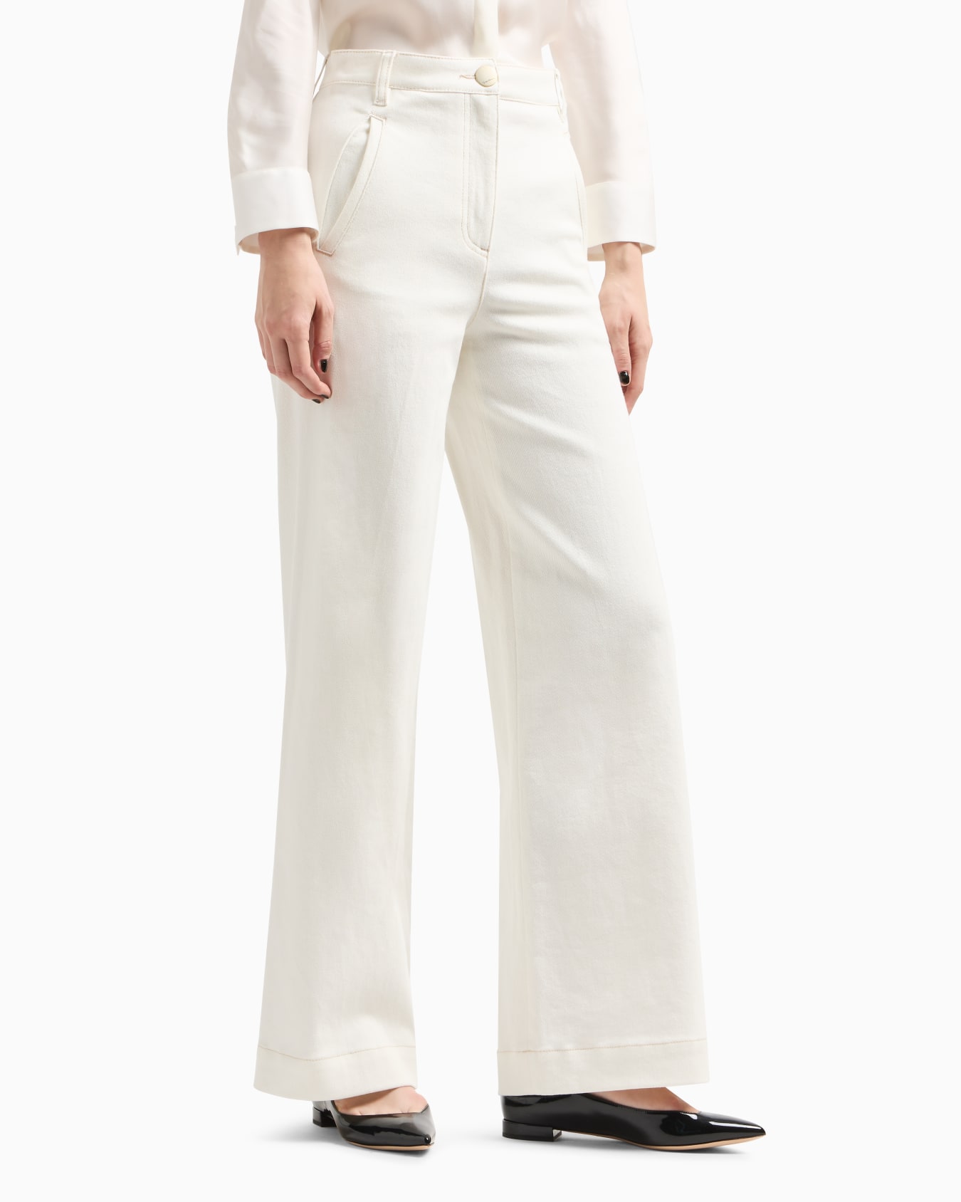 Pantalones anchos en denim de algodón elástico de la colección Denim Diapositiva 1