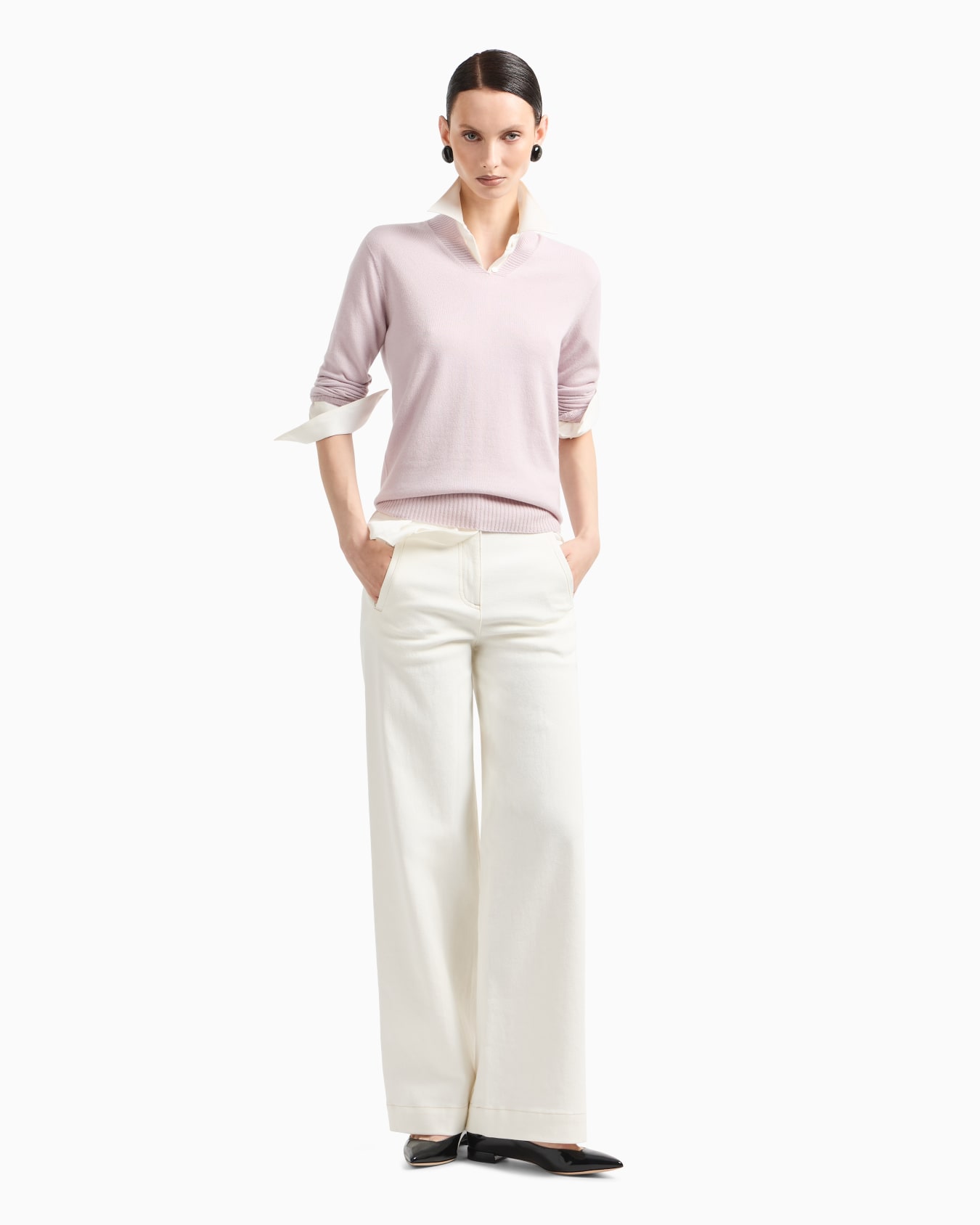 Pantalones anchos en denim de algodón elástico de la colección Denim Diapositiva 3